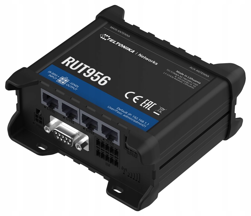 Teltonika Lte Wi-Fi Router RUT956, 2,4 GHz, 802.11b/g/n, 2/3/4G, Lte, Gps,