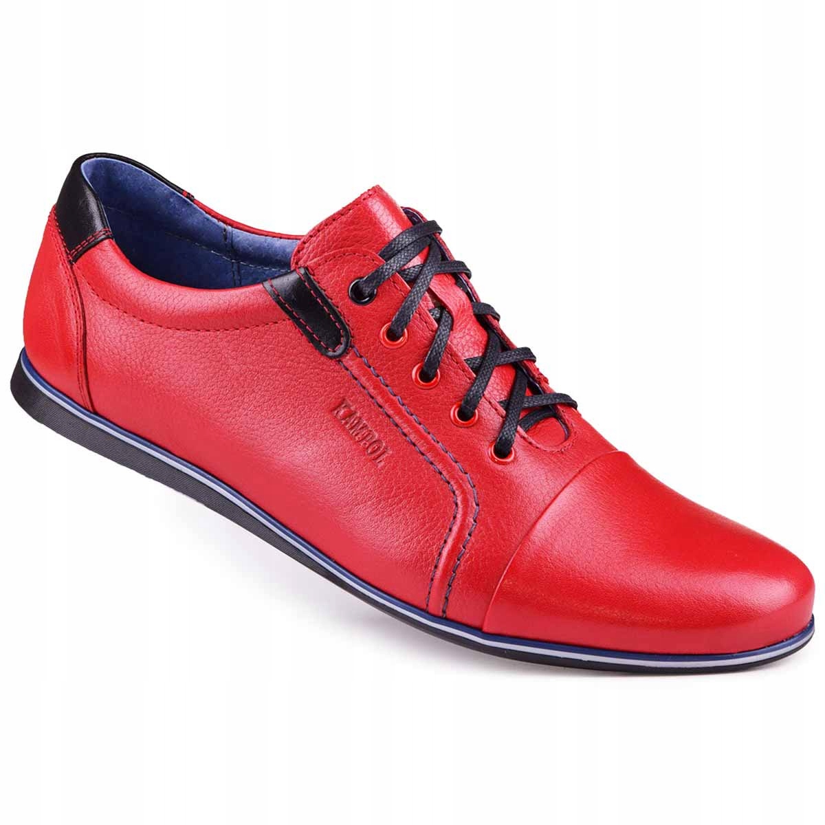 Buty męskie skórzane półbuty skóra czerwone 40