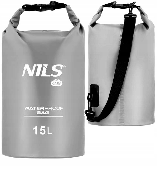 Torba wodoszczelna 15L dry bag na kajak łódkę żagle szara plażowa Nils Camp