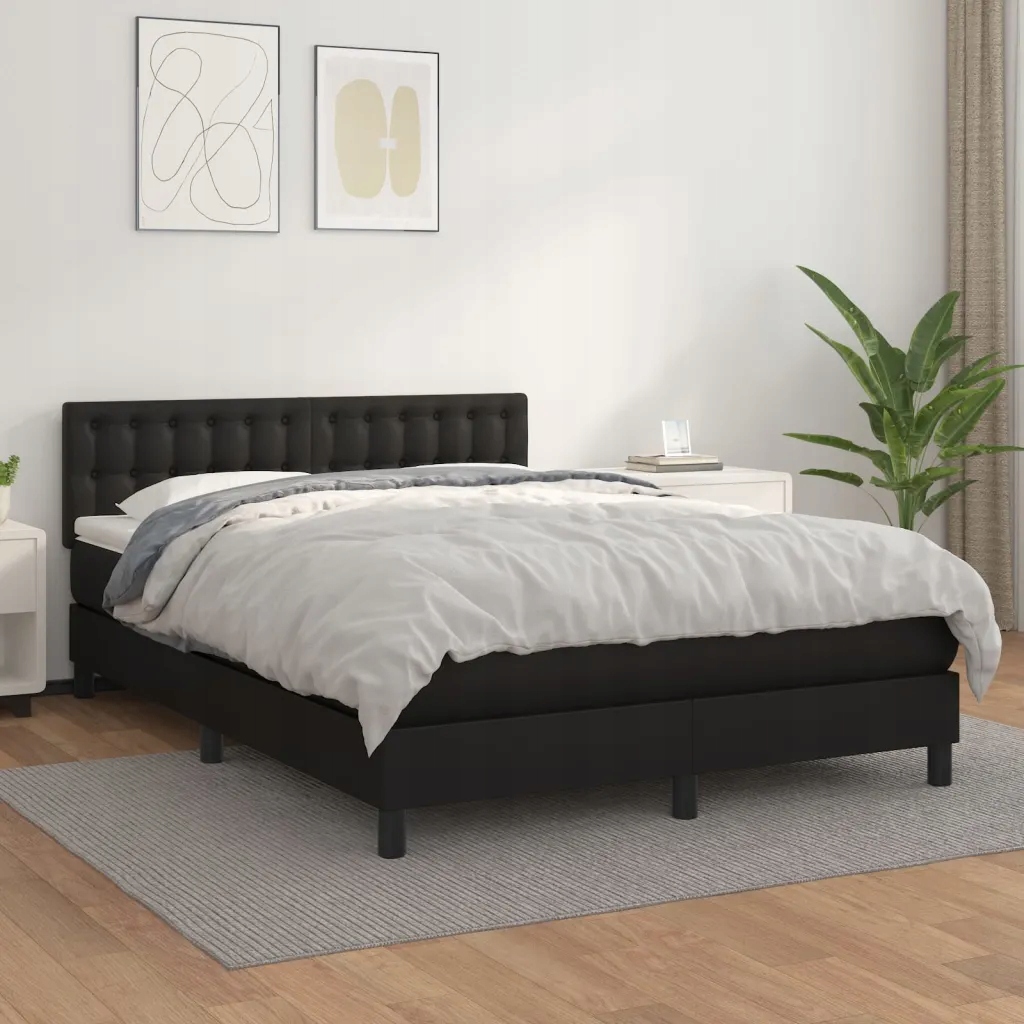 Box spring postel s matrací černá 140 x 190 cm umělá kůže Černý 3141119