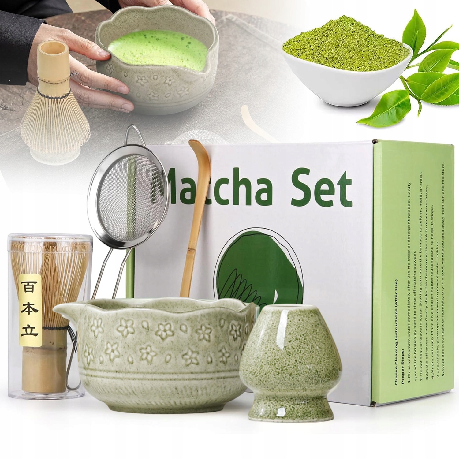 Zestaw Prezentowy 5 Szt Do Herbaty Matcha Zestaw Do Parzenia Matchy Łyżka