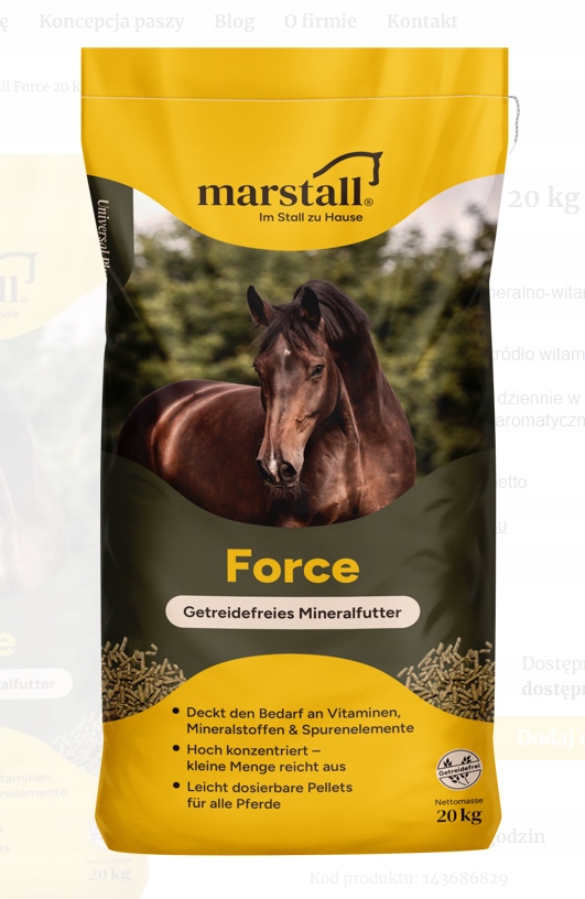 Marstall Force 20kg suplementy, granulat, witaminy i minerały dla koni