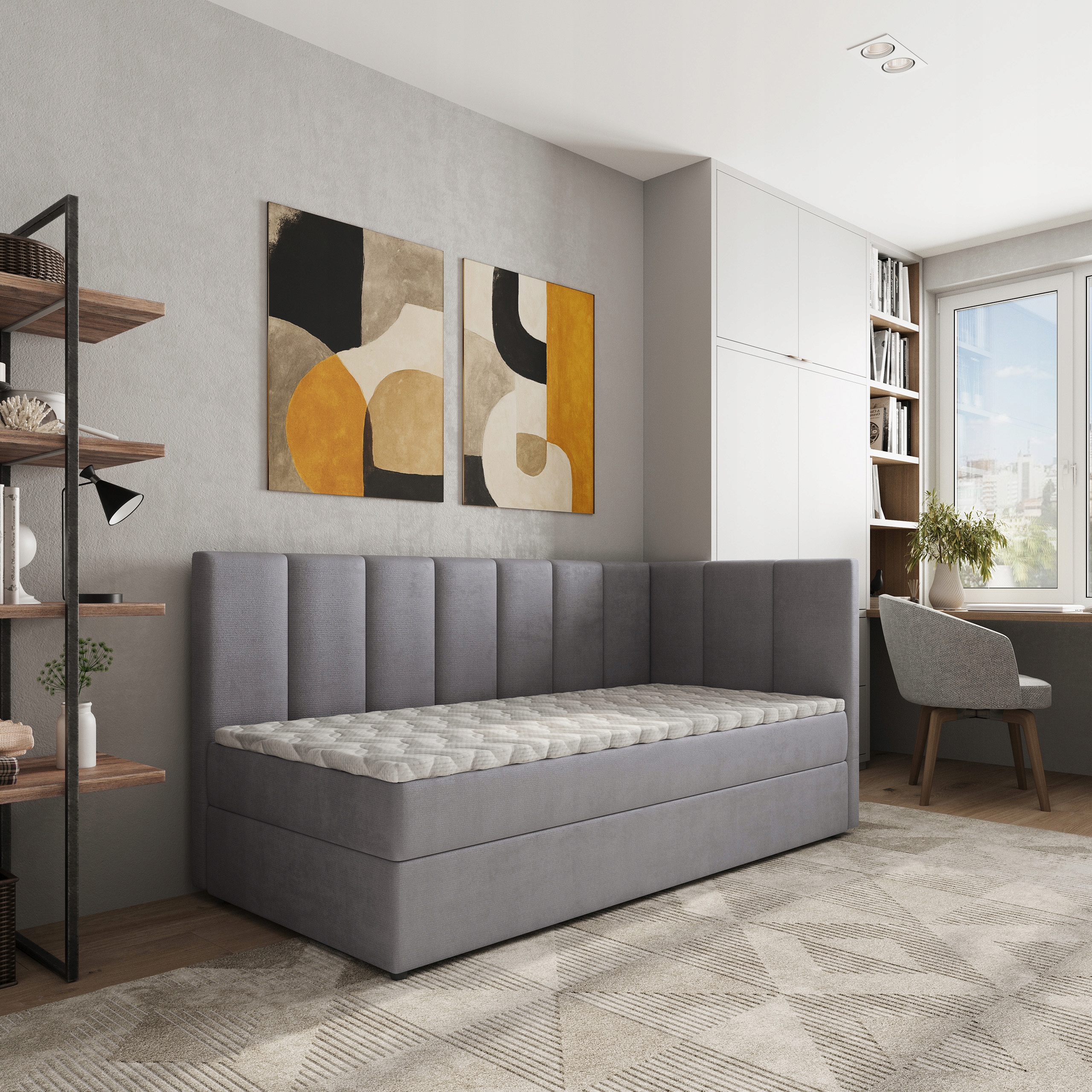 Jednolůžko Beve 80x200 cm s matrací Jednolůžkové Pro Mládež Šedé