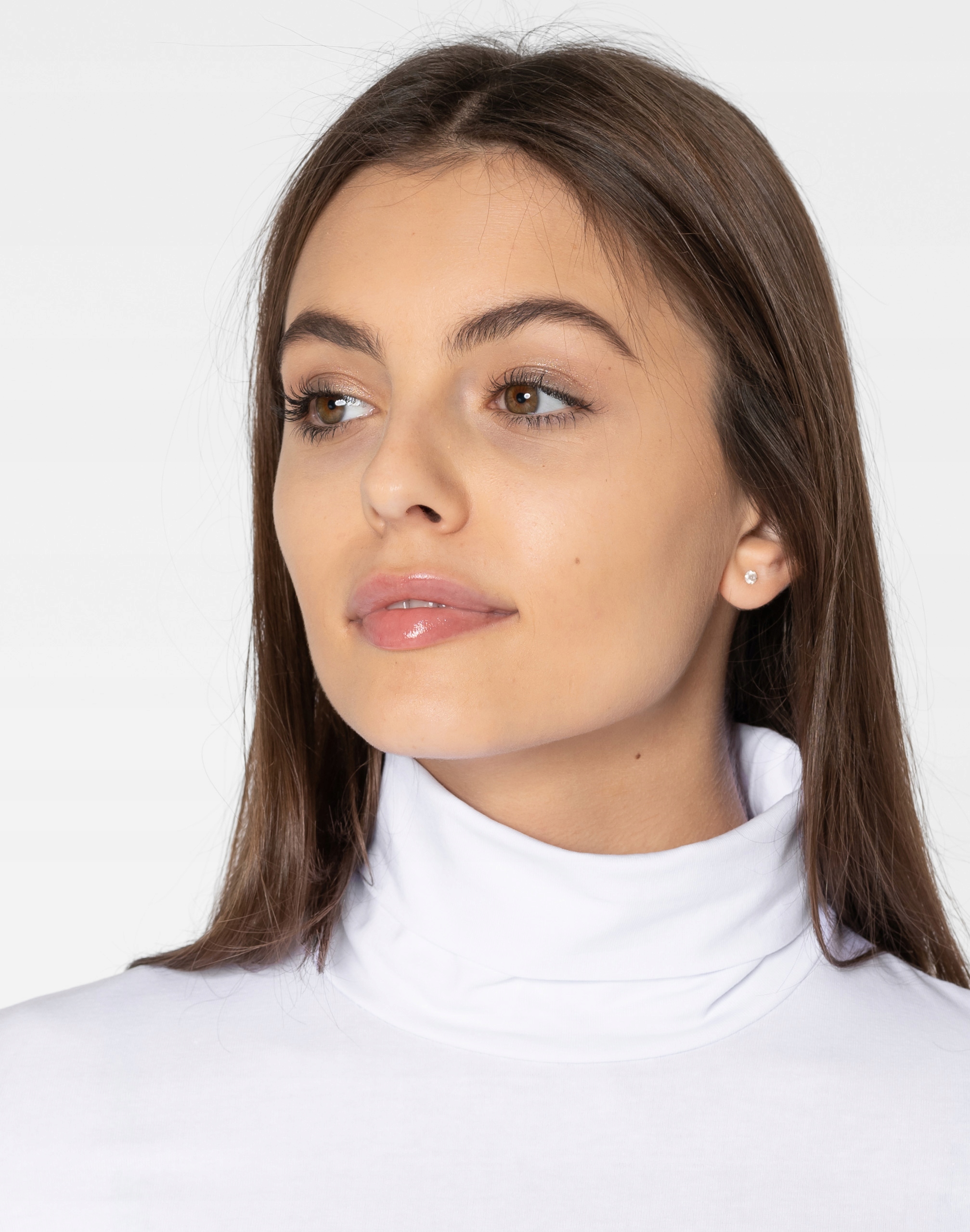 Elegancki Cienki Sweter Damski Golf Swetr Gładki Bawełniany 8112-03 M/L Wzór dominujący bez wzoru