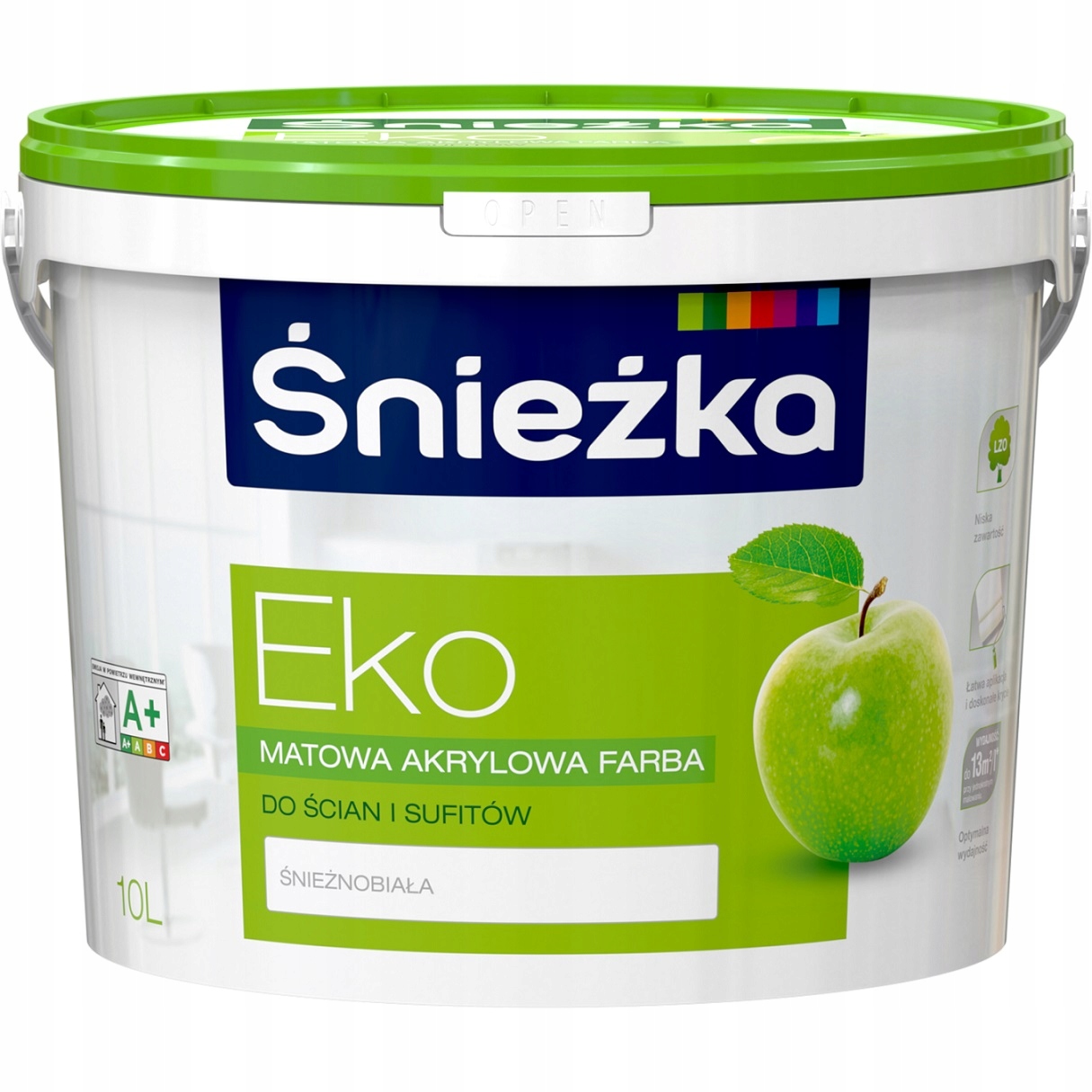 Farba Śnieżka Eko Akrylowa Ścian Sufitu Biała 10L