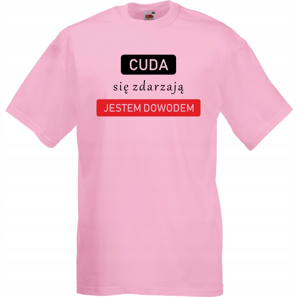 

Koszulka zabawna cuda się zdarzają L różowa