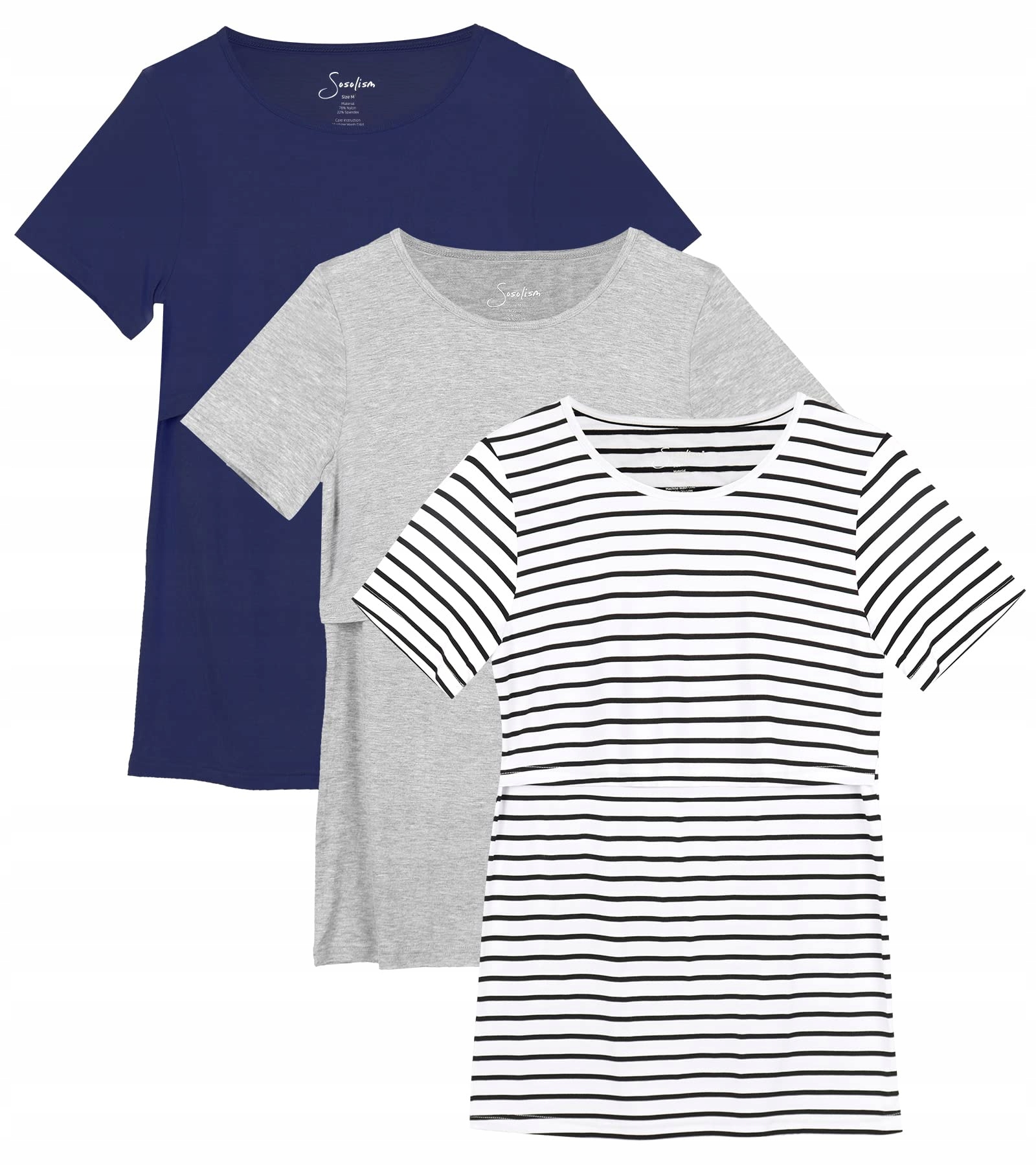 Sosolism 3-PAK Dámské trička pro kojení Letní krátký rukáv L
