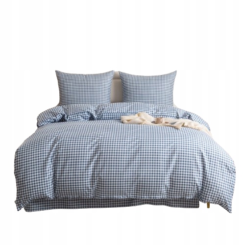 Pościel Błękitna Krata 220x200 cm 2 x 70x80 cm Komplet pościeli