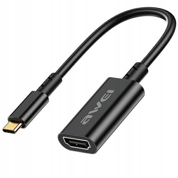 Kabel Przewód Przejściówka Adapter Usb-c/hdmi Awei CL-217T 4K/30HZ Czarny