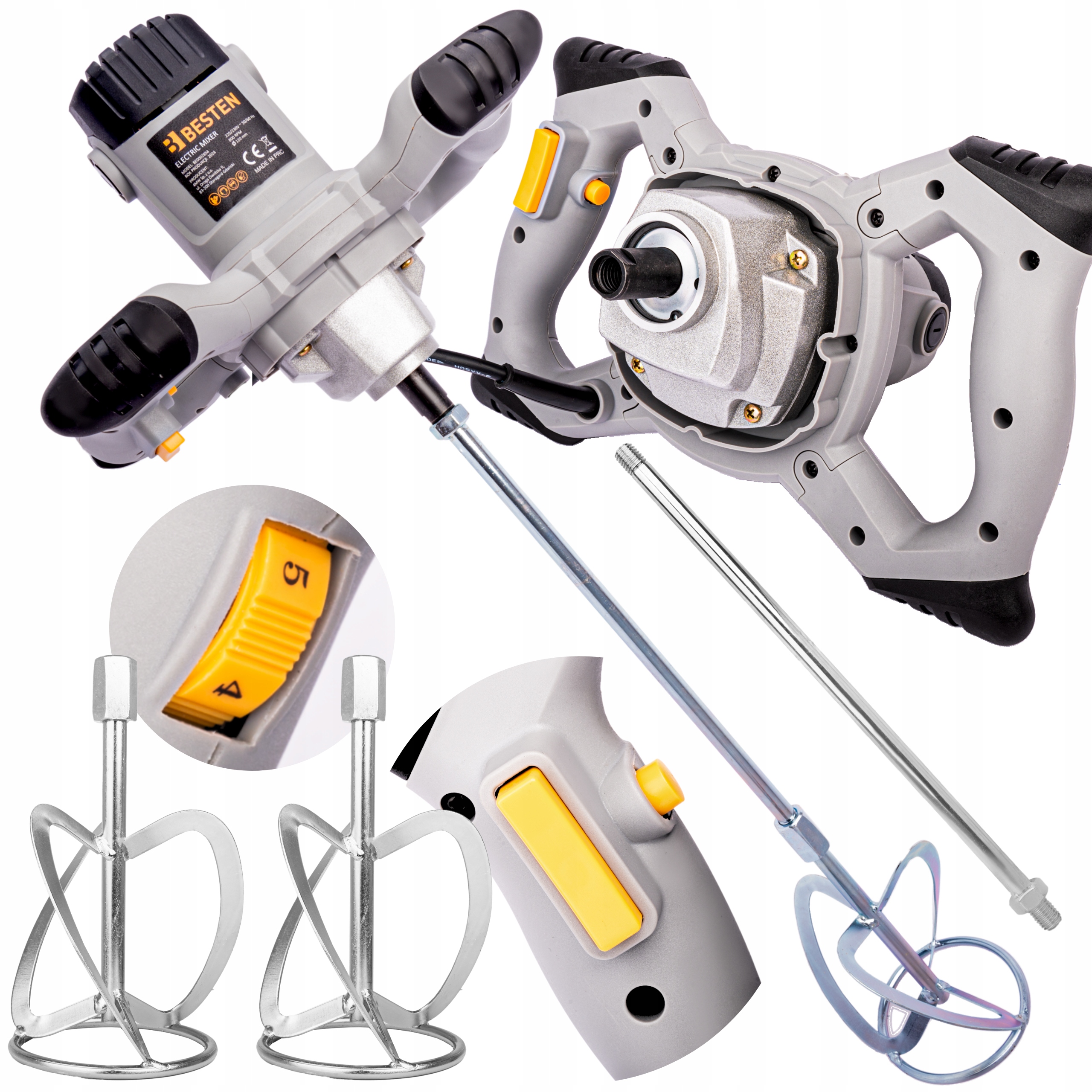 Mieszadło do Kleju Betonu Zapraw Farb Elektryczne M14 2x Mieszalniki Besten
