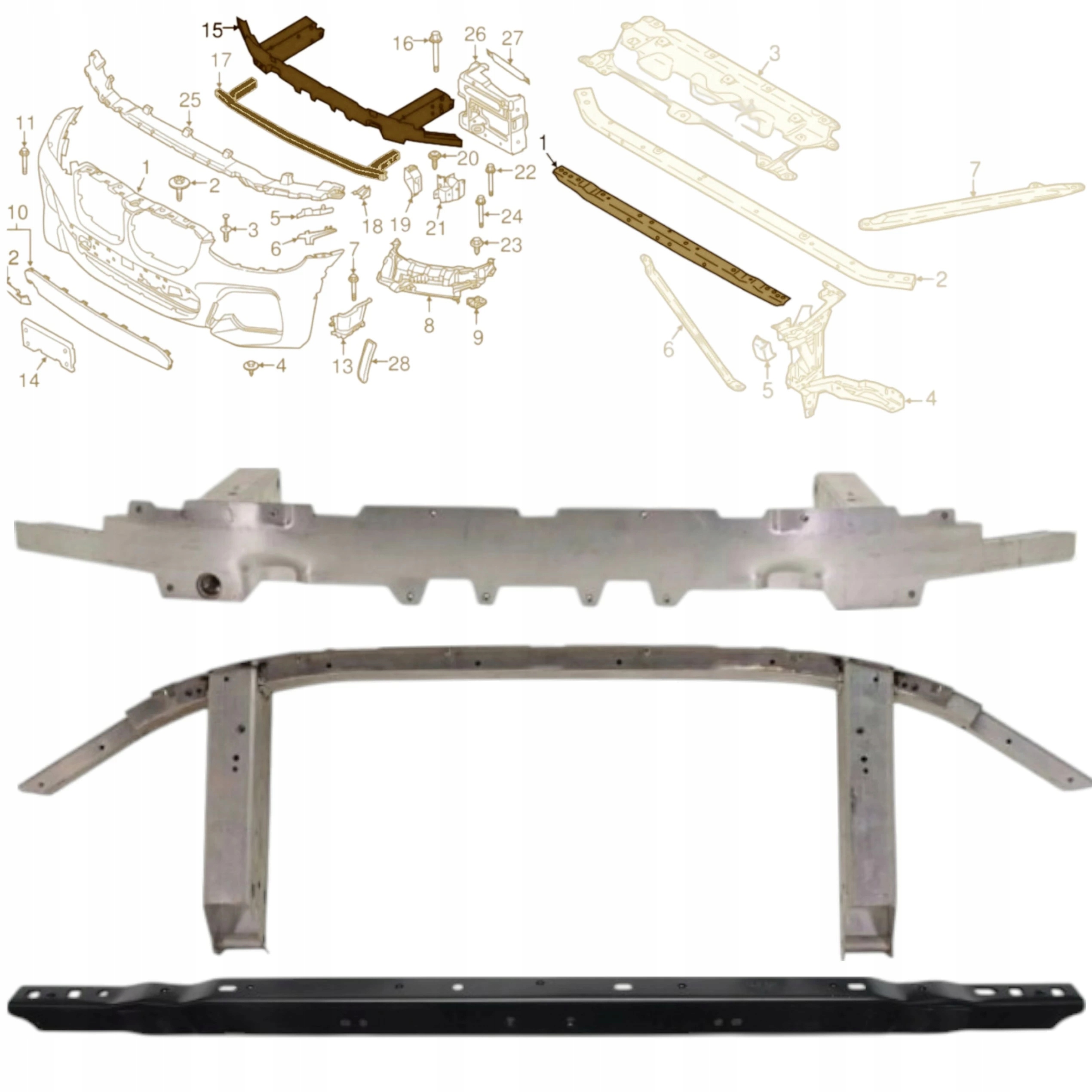 Bmw X3 X4 G01 G02 Čelní Vyztužení Přední Nosník Horní Spodní Podpěra
