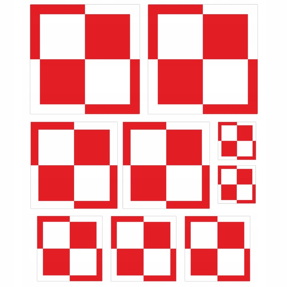 Naklejki szachownice, szachownica, samolot, trwałe, zestaw 9 naklejek A261