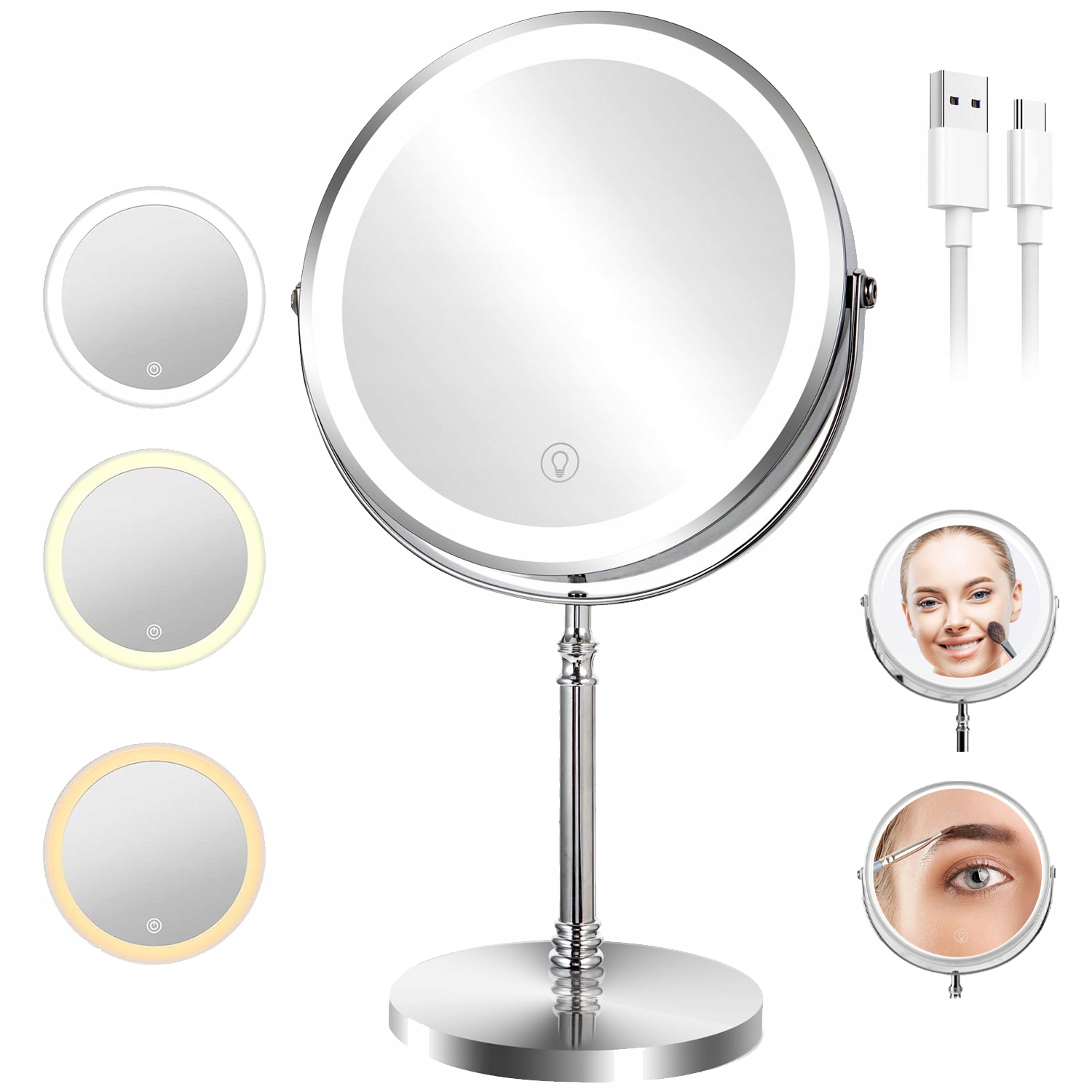 Podsvícené Zrcátko Na Make-up Zvětšující 3 Režimy 2000 mAh