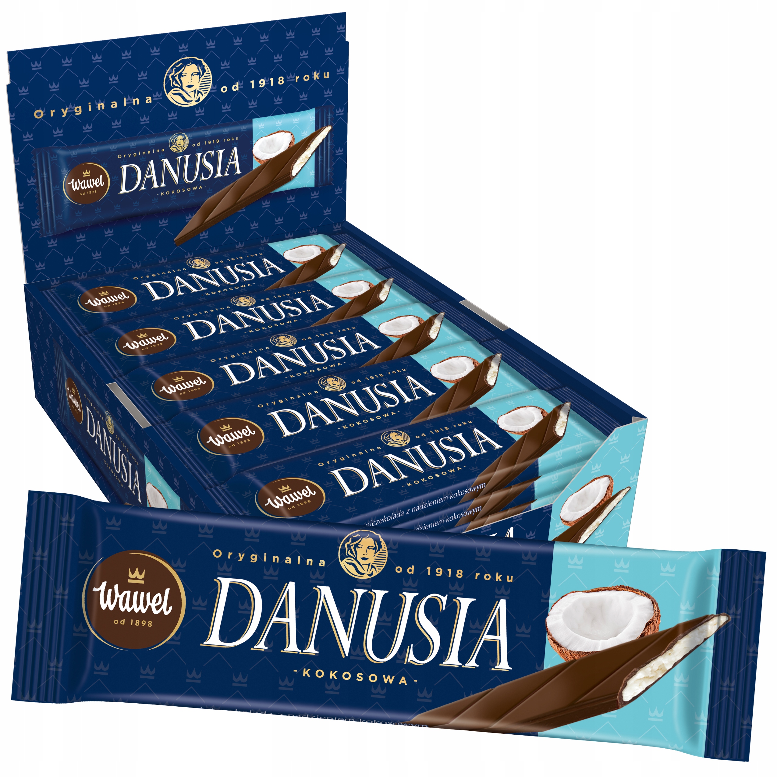 Baton Batonik Mini czekolada batony Danusia kokosowa 38g Wawel 35 sztuk