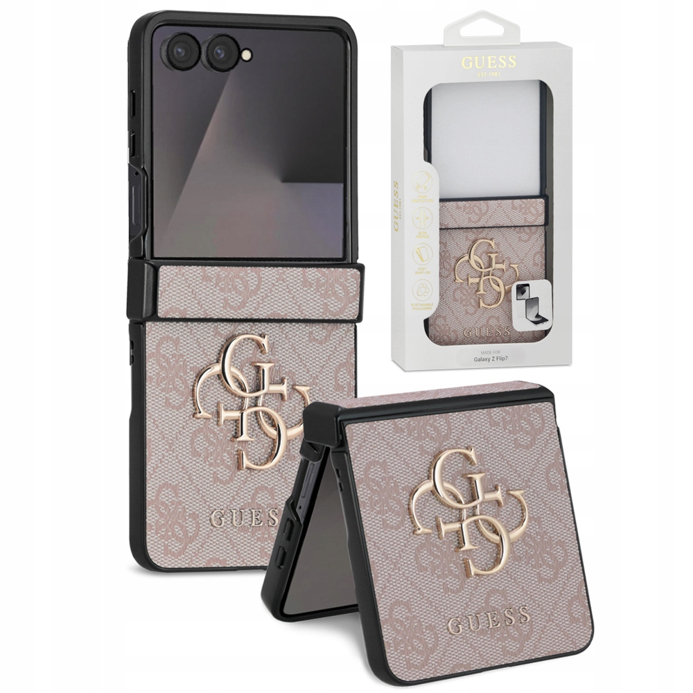 Originální skládací pouzdro Guess 4G se zlatým logem pro Samsung Galaxy Z Flip7