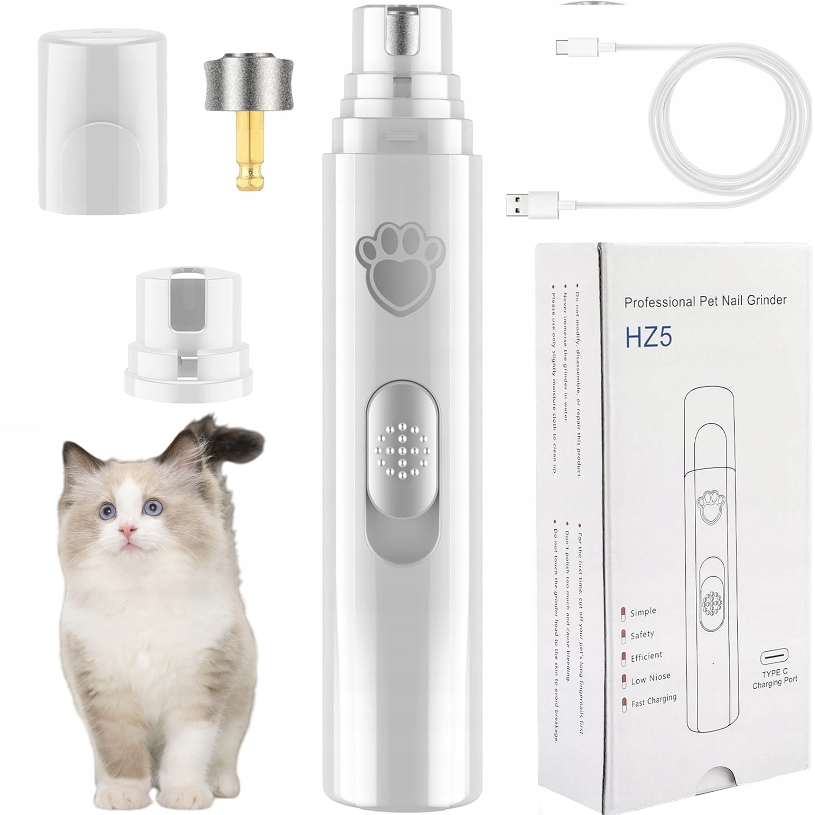 Levně Elektrický Pilník Na Drápky Pro Psa Kočku Kleštička Na Nehty