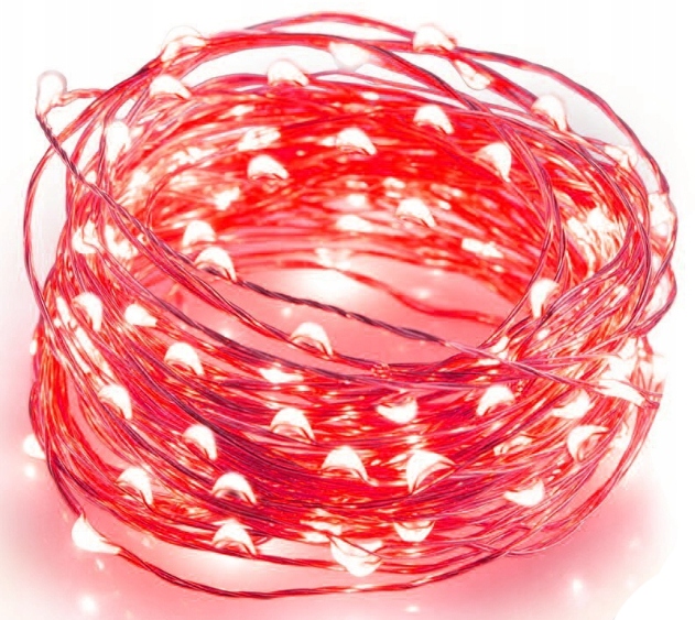 LAMPKI LED NA DRUCIKU BATERIE CHOINKOWE GIRLANDA CZERWONE 3M 30x DIODY