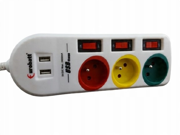 

Przedłużacz Listwa 3 Gniazda Usb Wyłącznik 1.5 m