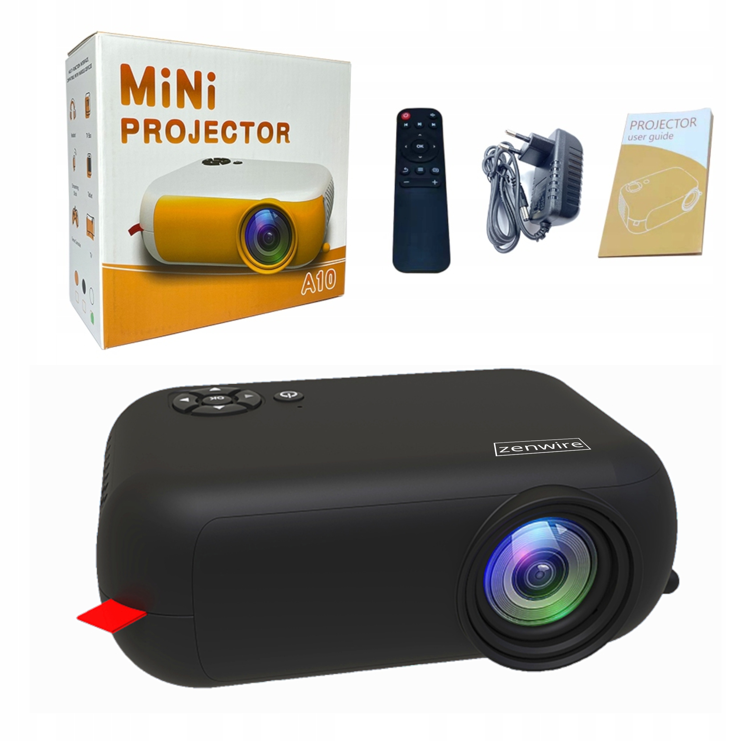 Mini PROJEKTOR do Telefonu PRZENOŚNY RZUTNIK FULL HD WiFi LED HDMI 1800lm Technologia wyświetlania LED