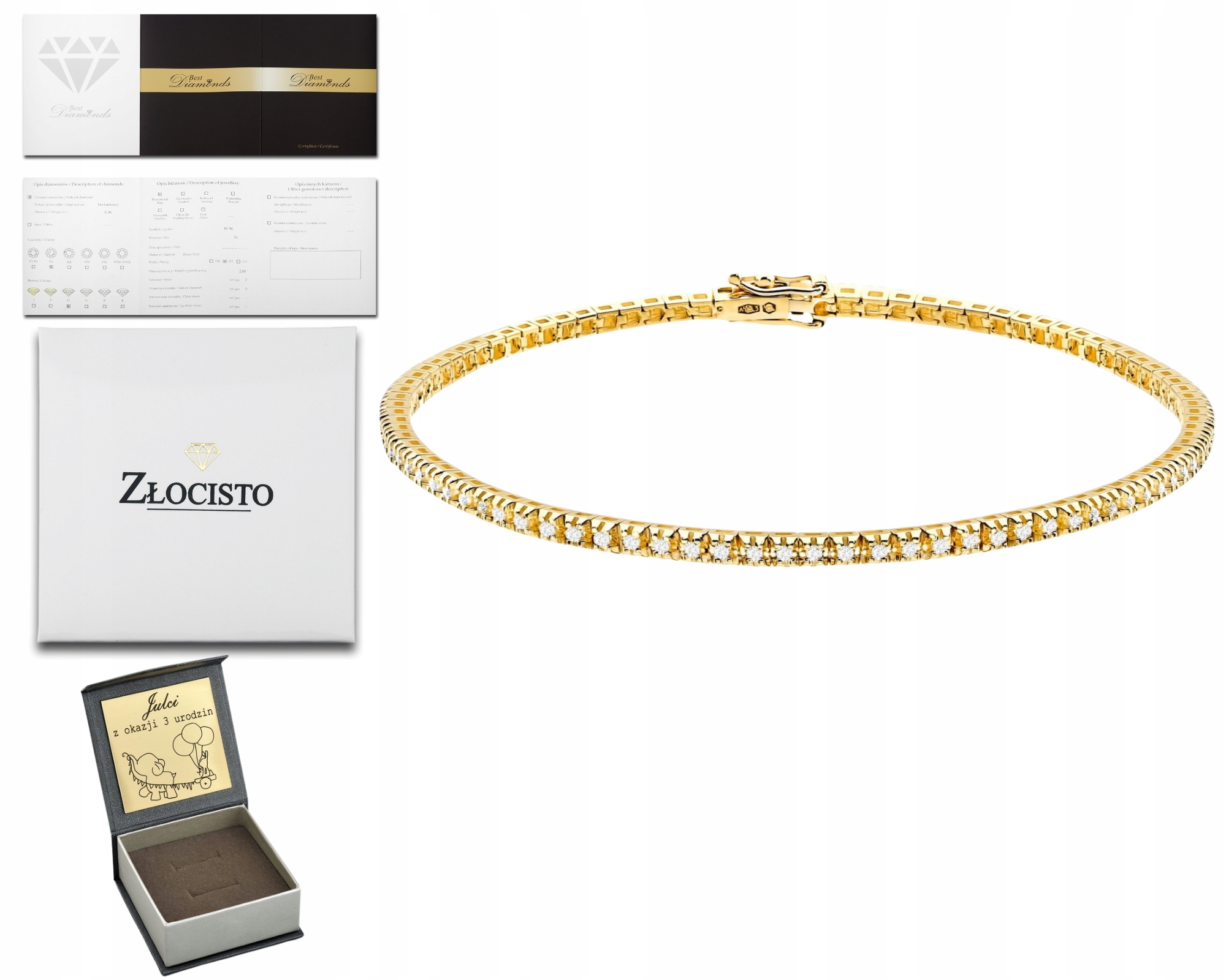 Zlatý Náramek S Laboratorními Brilianty O Ryzosti 585 Zlato Dárek