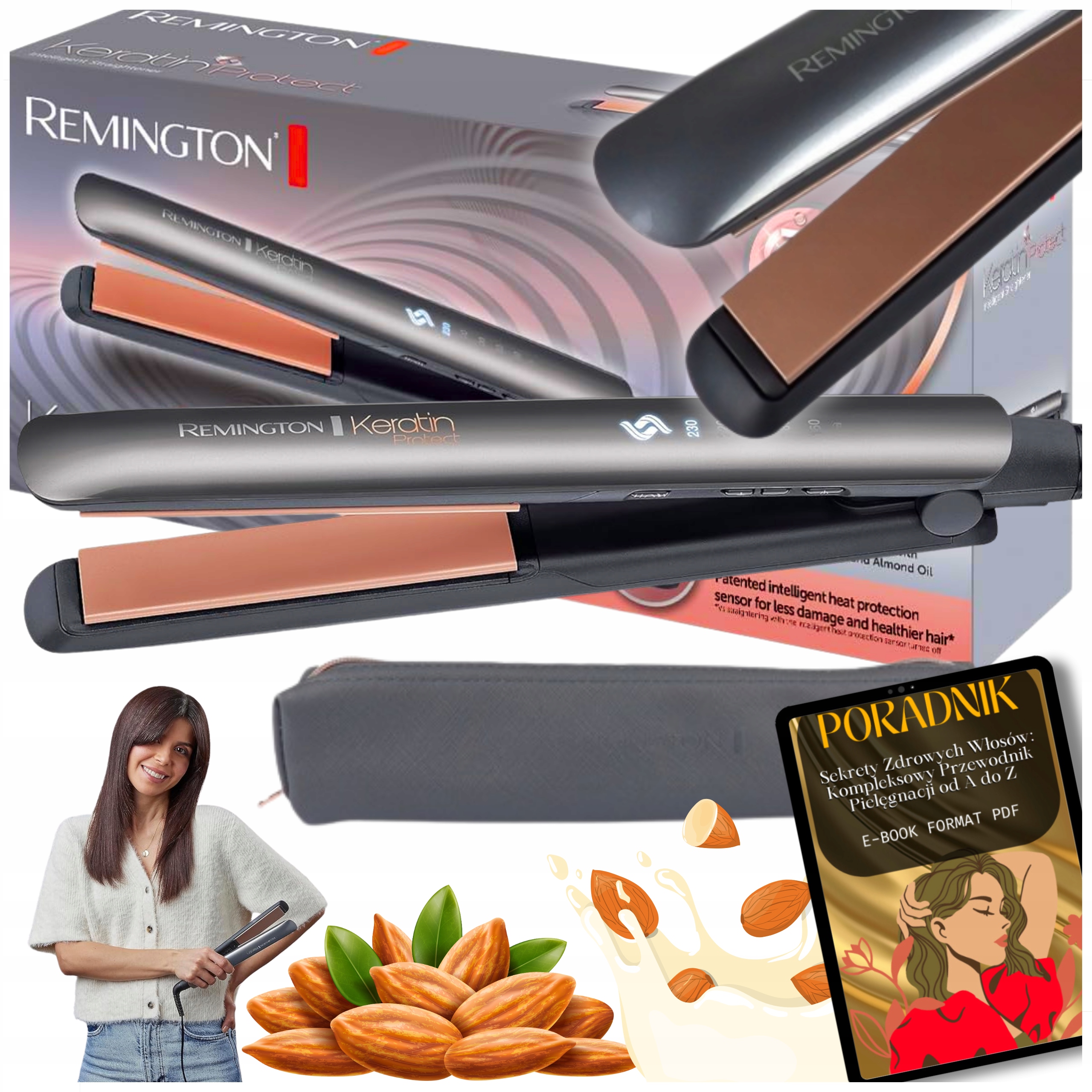 Prostownica Do Włosów Remington Ceramiczna Keratynowa Z Migdałami