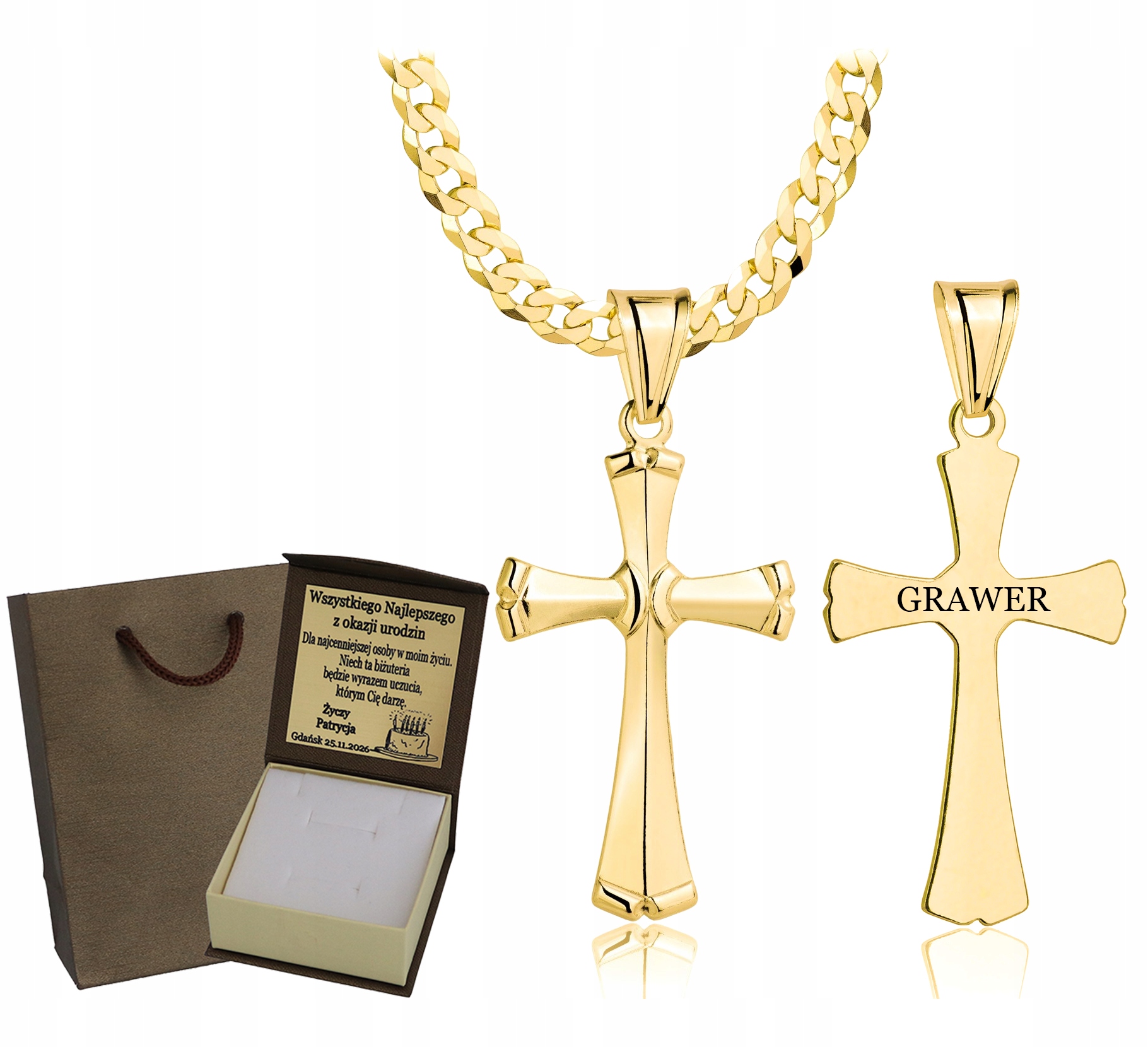 Zlatý Plný Řetízek Pánský Pancr S Křížkem Ryzost 925 585 Gravírování Bonus
