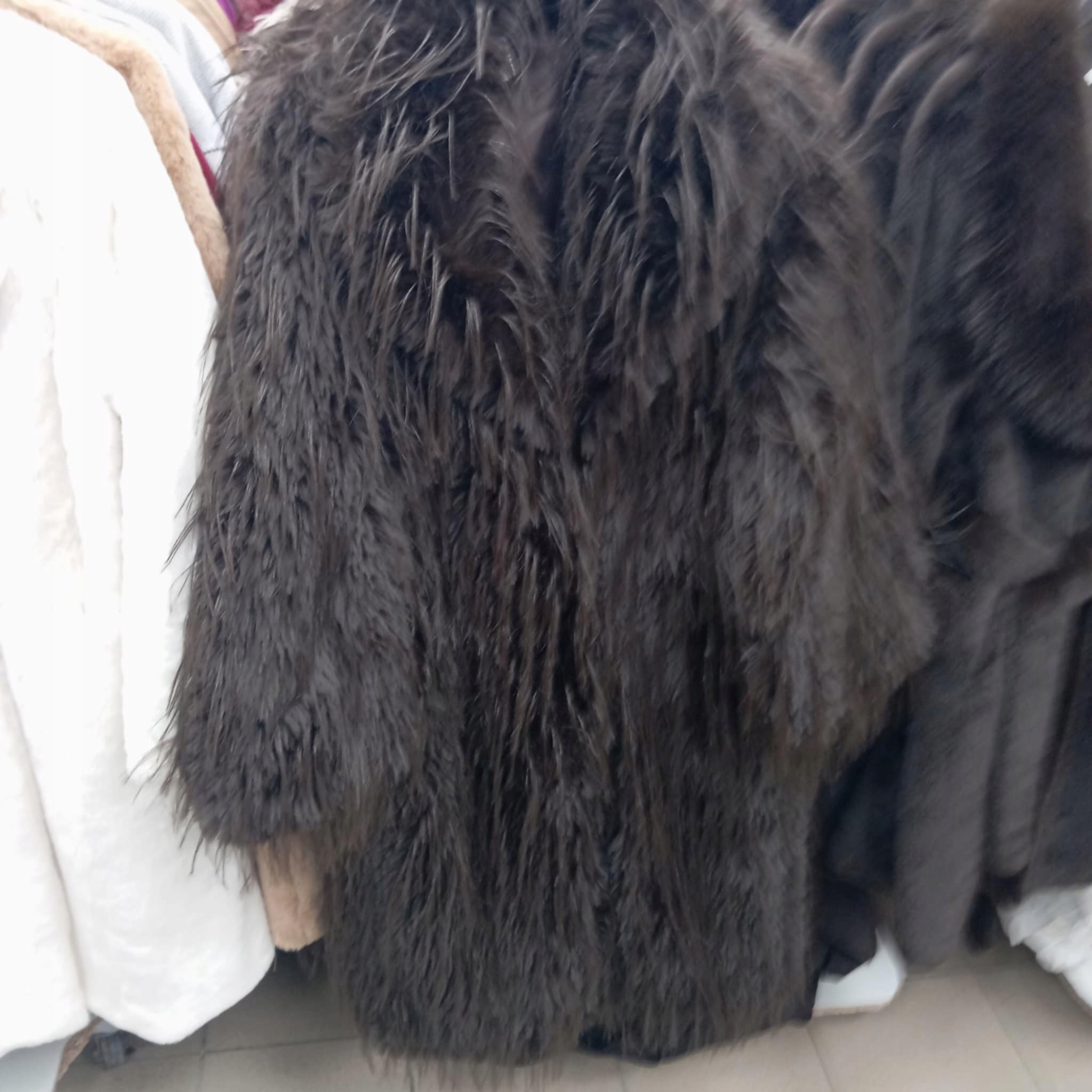 Futro mongolskie midi czekoladowe