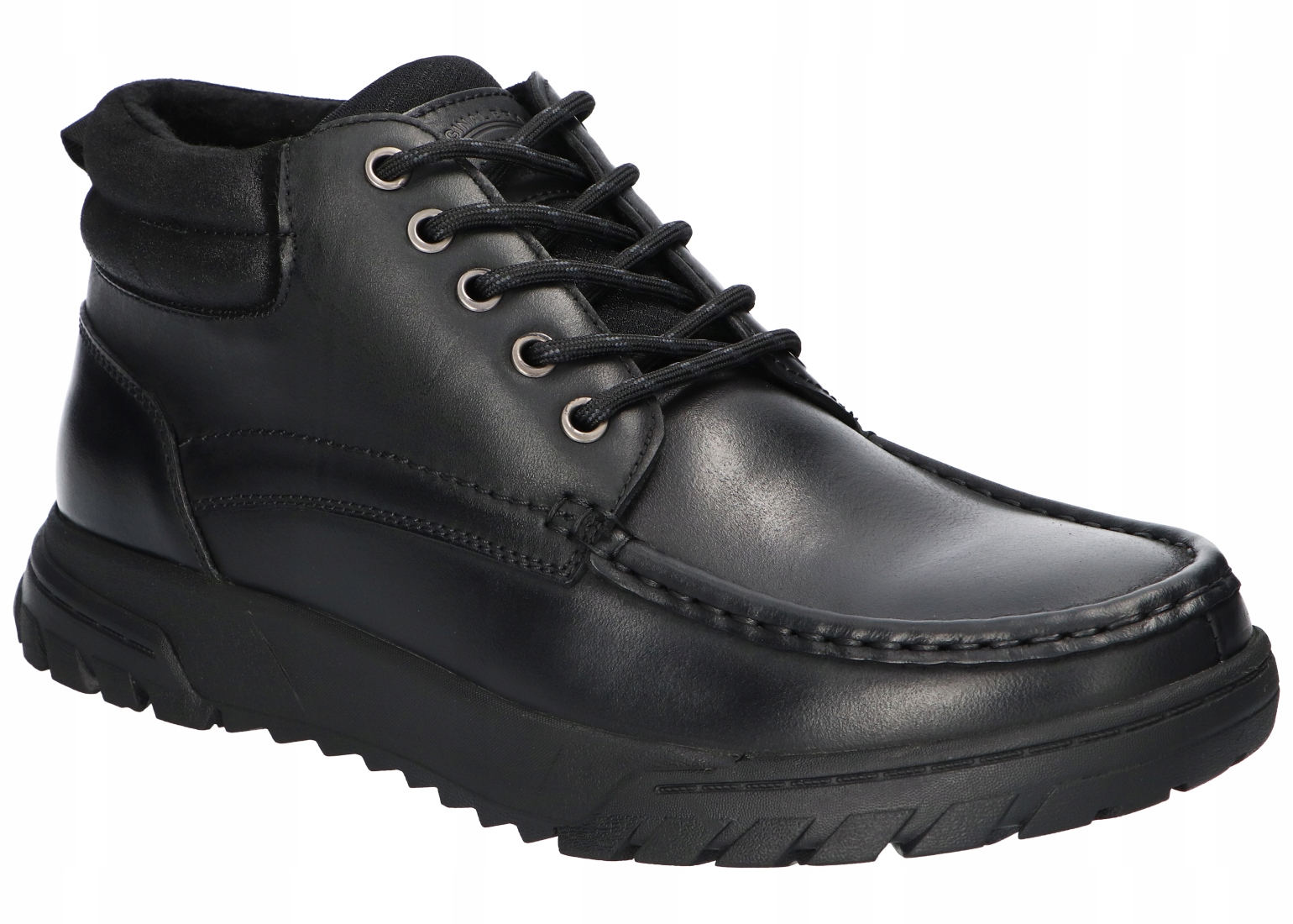 American Club CY128 Zateplené Kotníkové Boty Pánské Zimní Kožené Boty Black 41