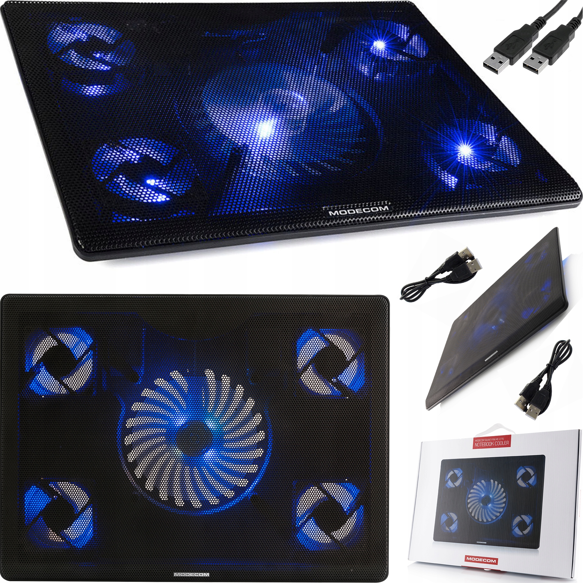 PODKŁADKA CHŁODZĄCA POD LAPTOPA 15,6 CALA do 17,3 CALA >> 5x WENTYLATOR 1+4