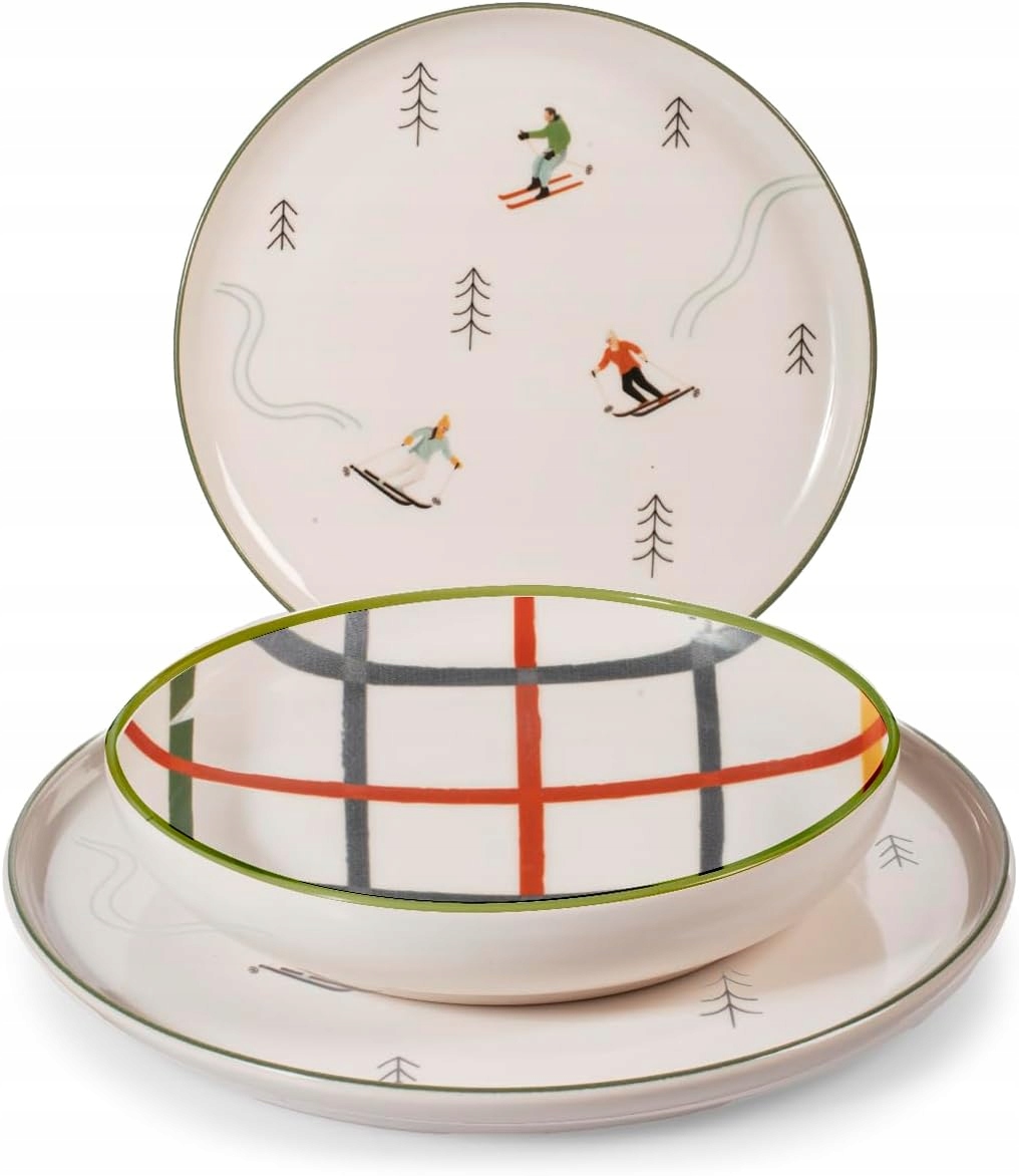 Keramický Tanier S Lyžiarskym Vianočným Stromčekom – Zima Sviatky – Elegantný Riad