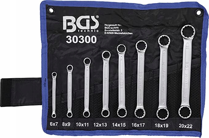 BGS Zestaw Kluczy Płasko-Oczkowych Extra Płaskie 6-22 mm 8 Sztuk — miniatura 6