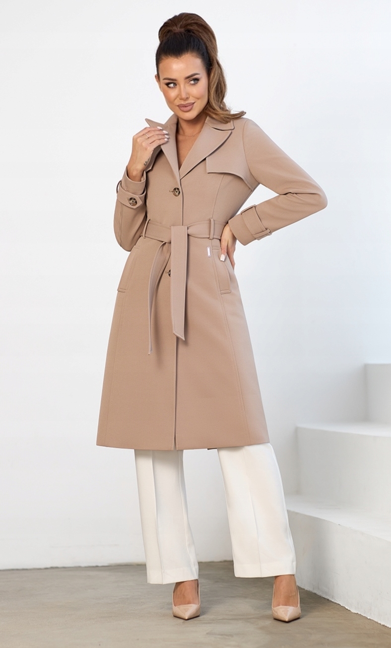 Zartex dámský trenčkotový kabát bez kapuce Perla natural SS25 velikost 34