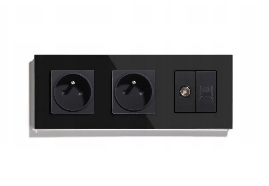 Elektrická Skleněná Zásuvka Trojitá Tv/internet 228 mm Kontakt 16A