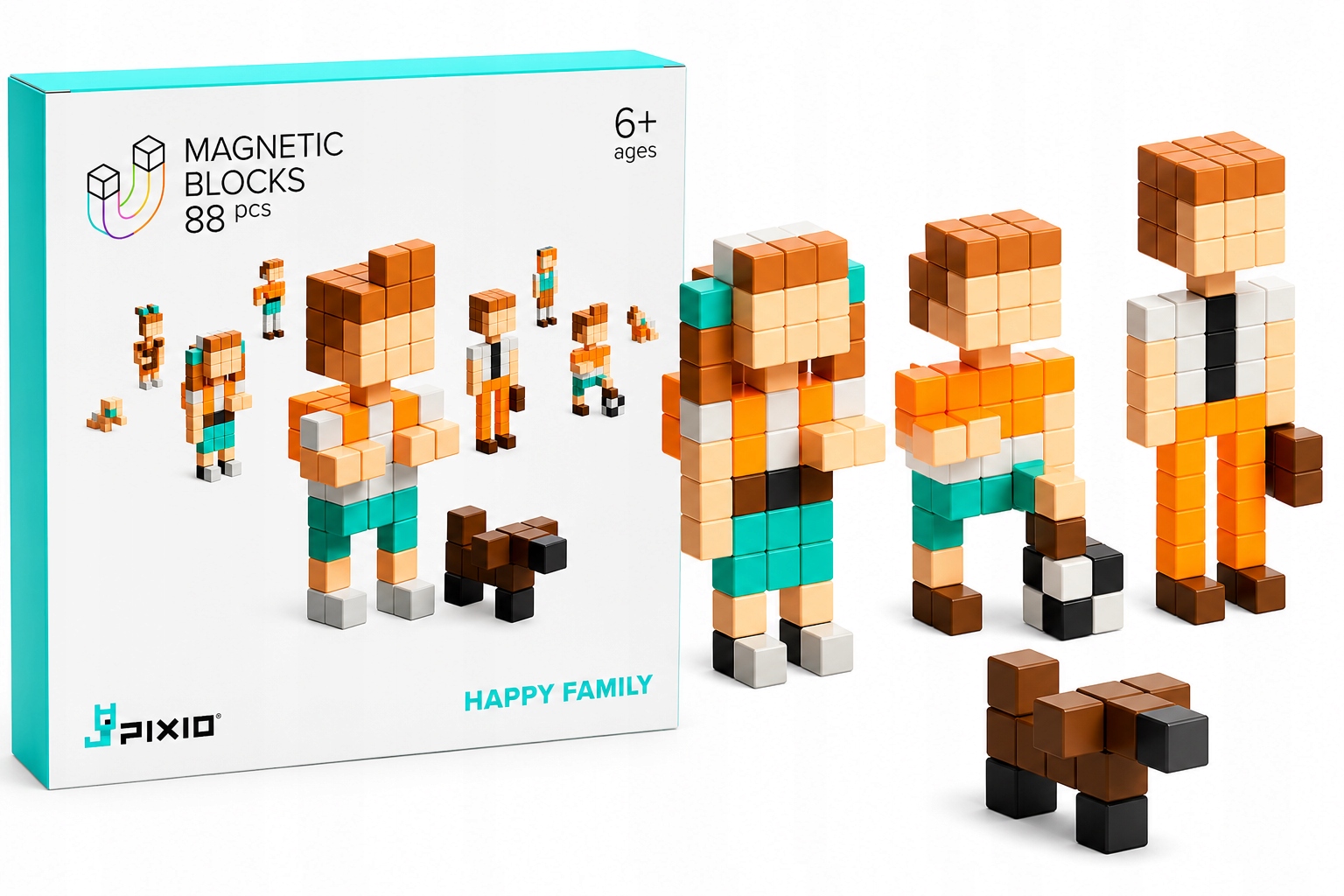 Klocki Magnetyczne Pixio Happy Family 88 Szt