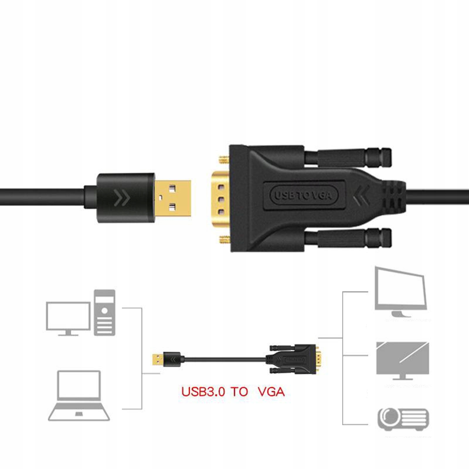 Kabel adaptera USB 3.0 do VGA Monitor 1080P Marka Inna