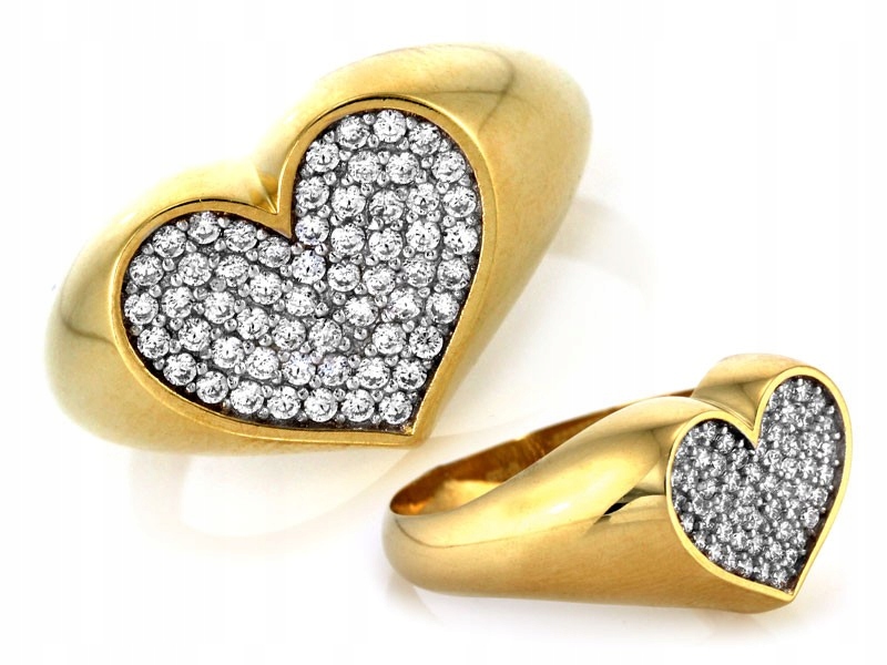 Zlatý prstýnek 585 srdíčko s zirkony 3.88 g jako dárek k Valentýnu