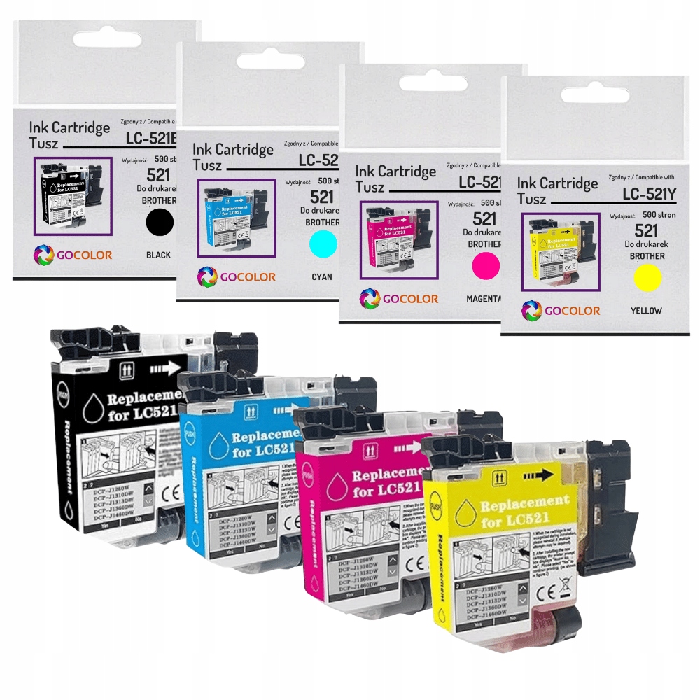 Nowy 4x Tusz LC521 LC-521 Cmyk do Brother DCP-J1260W DCP-J1360DW