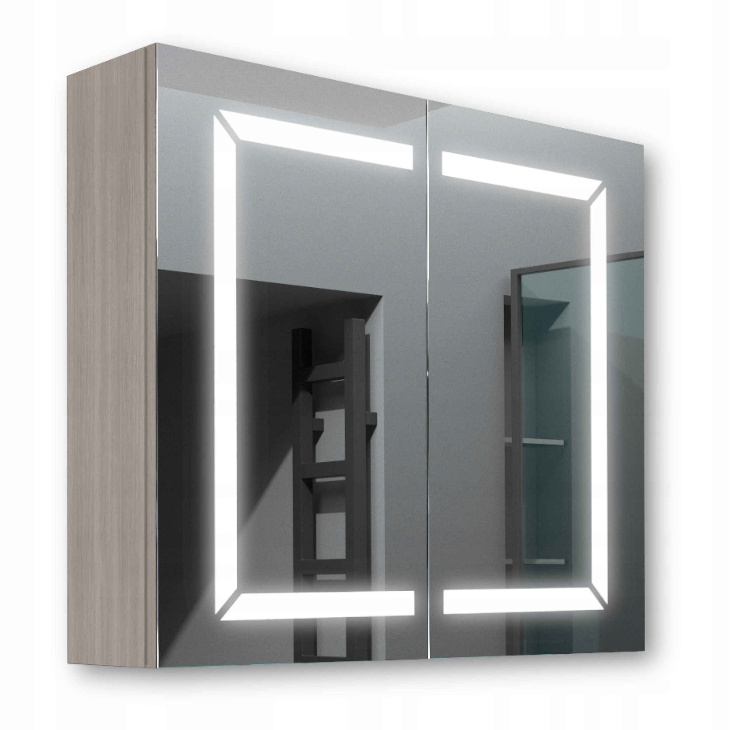 Drevená skrinka 80x70 Led zrkadlo Freya Akácia