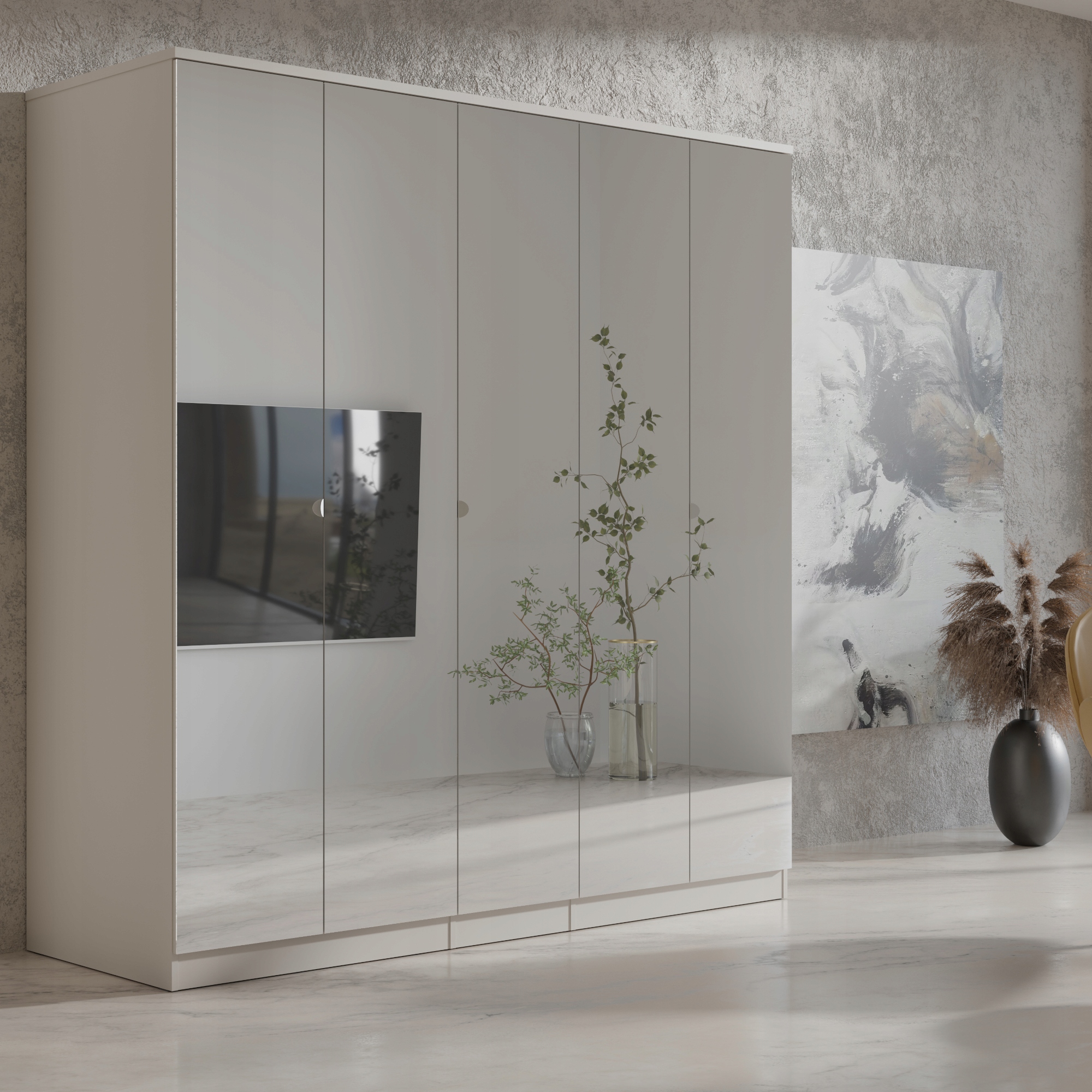 Szafa uchylna z lustrem Monza 5D 200 Kaszmir