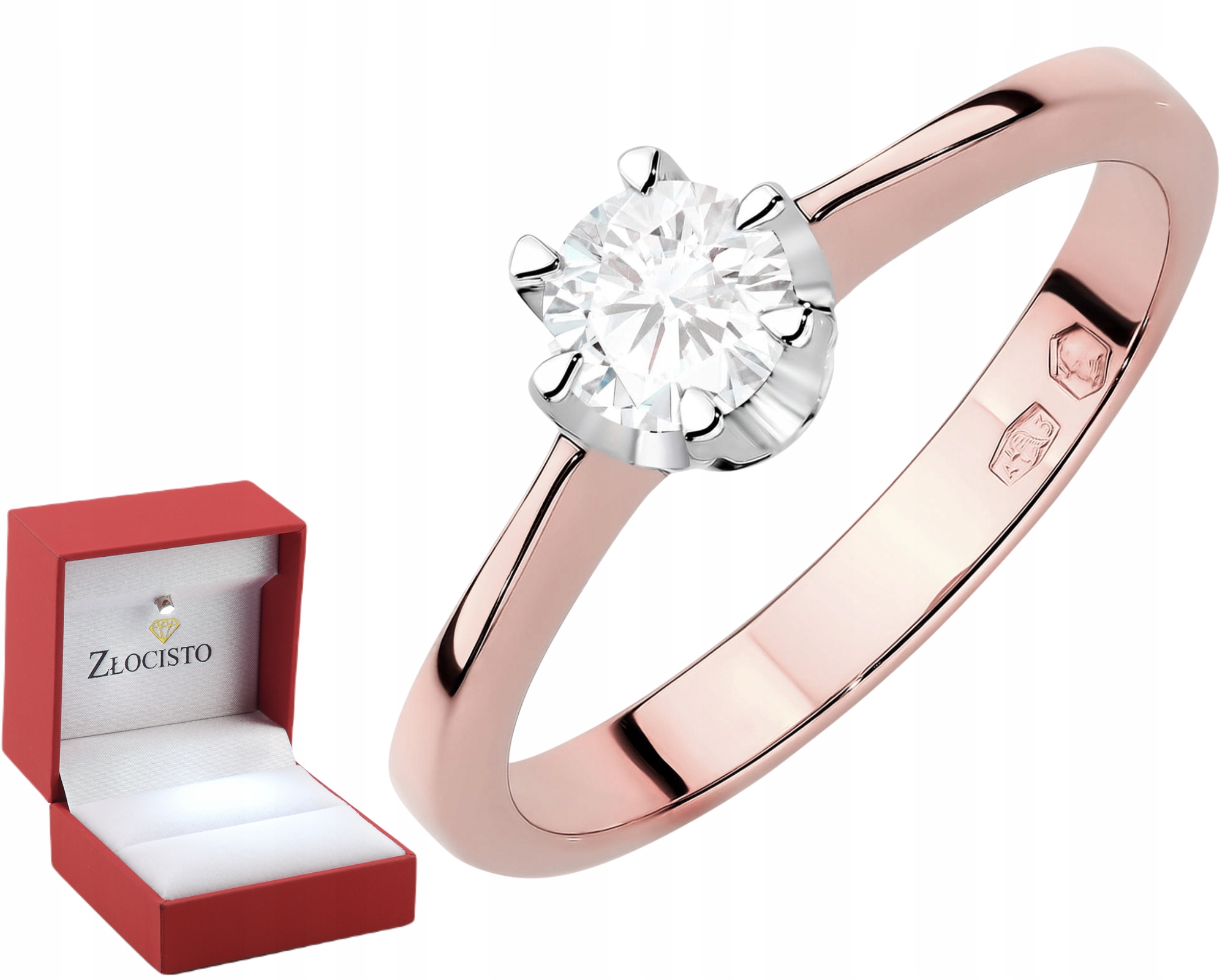 Prstýnek Prsten S Diamanty, Růžové Zlato Gravírování , Dárek 585