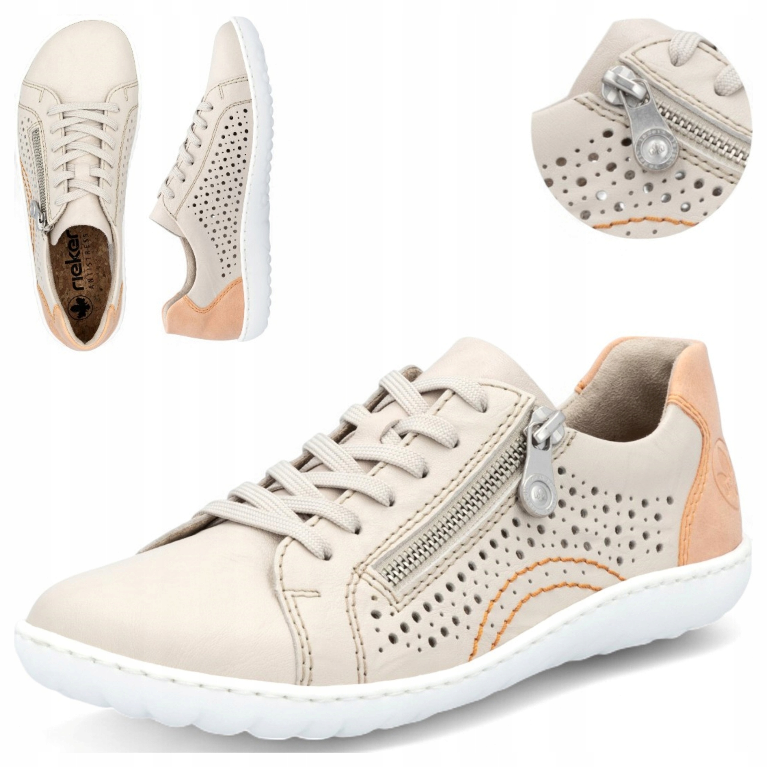 Dámské sportovní tenisky Naturalová Kůže 38 Rieker Prodyšné polobotky