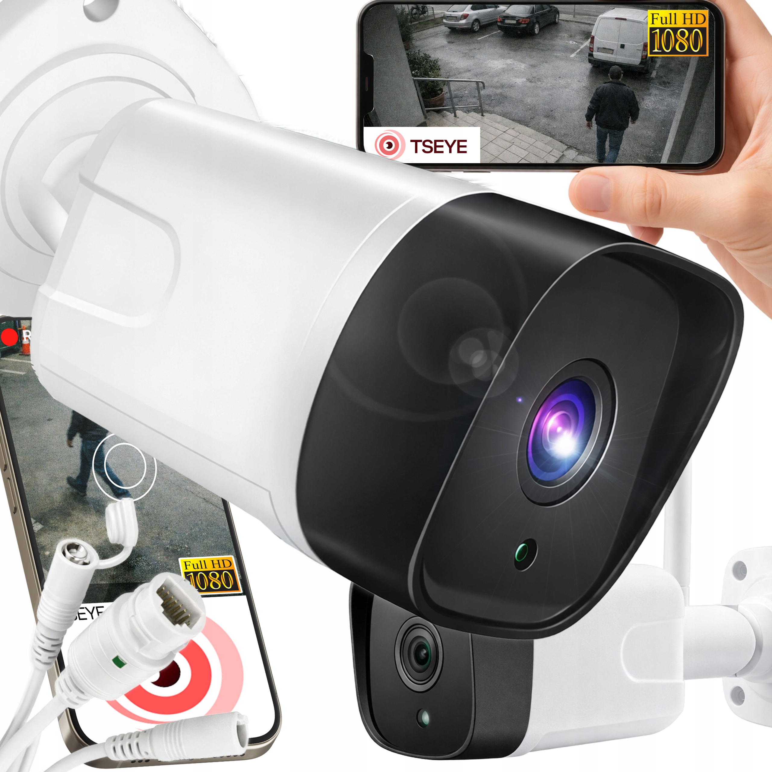 Bezdrátová Venkovní Wifi Ip Kamera 1080P Full Hd 2MPX Alarm Monitorování