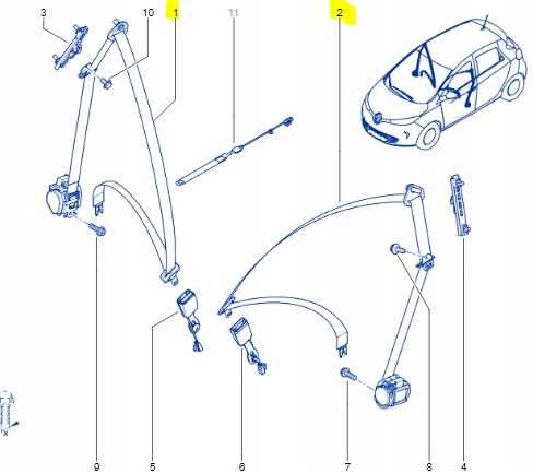 868847284R, 868852607R - РЕМІНЬ БЕЗПЕКИ ПЕРЕДНІЙ ЛІВИЙ ПРАВИЙ ZOE LIFT 19-