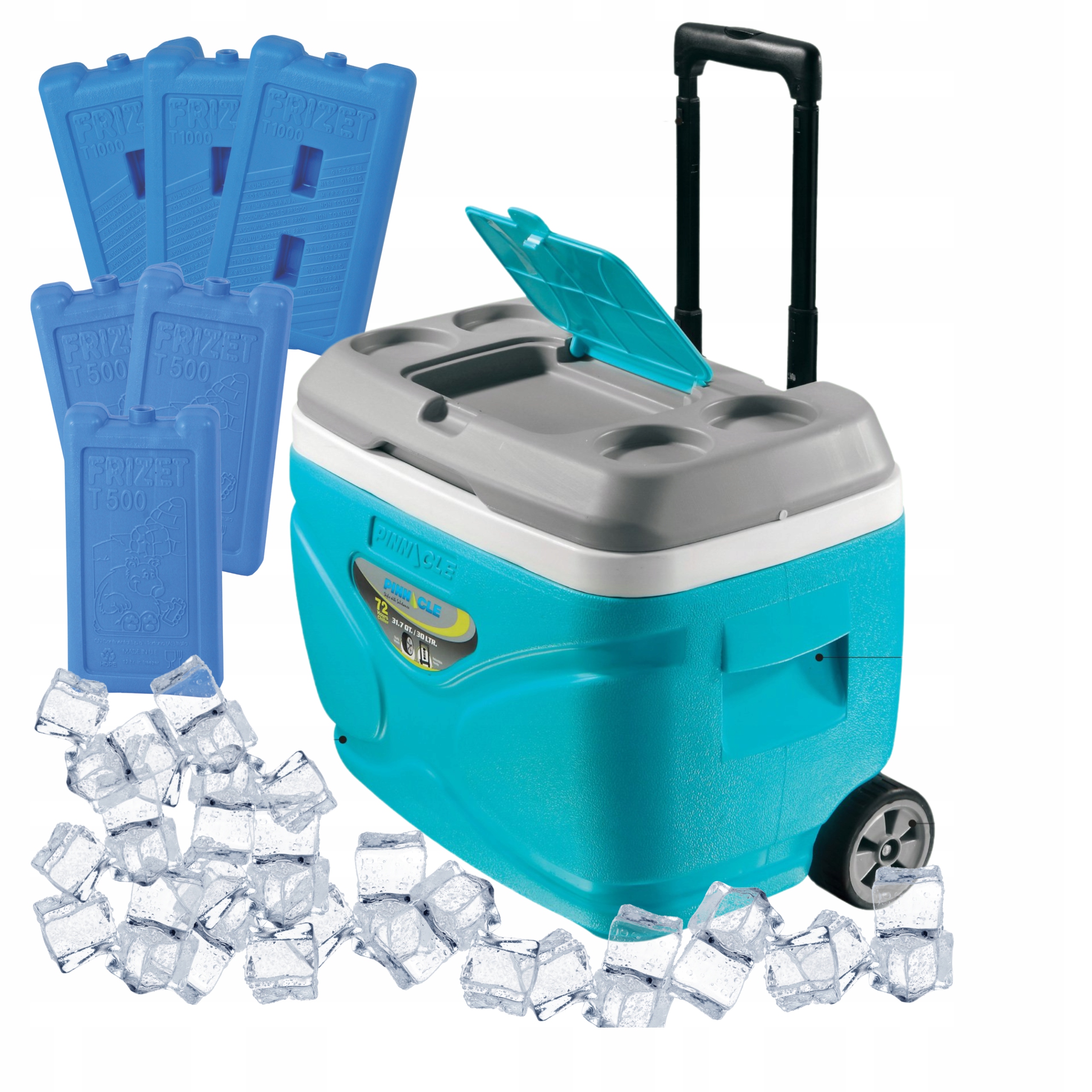 Turistická lednička s kolečky Pinnacle 30L hydra 6 náplní 3x 1000ml 3x 500ml