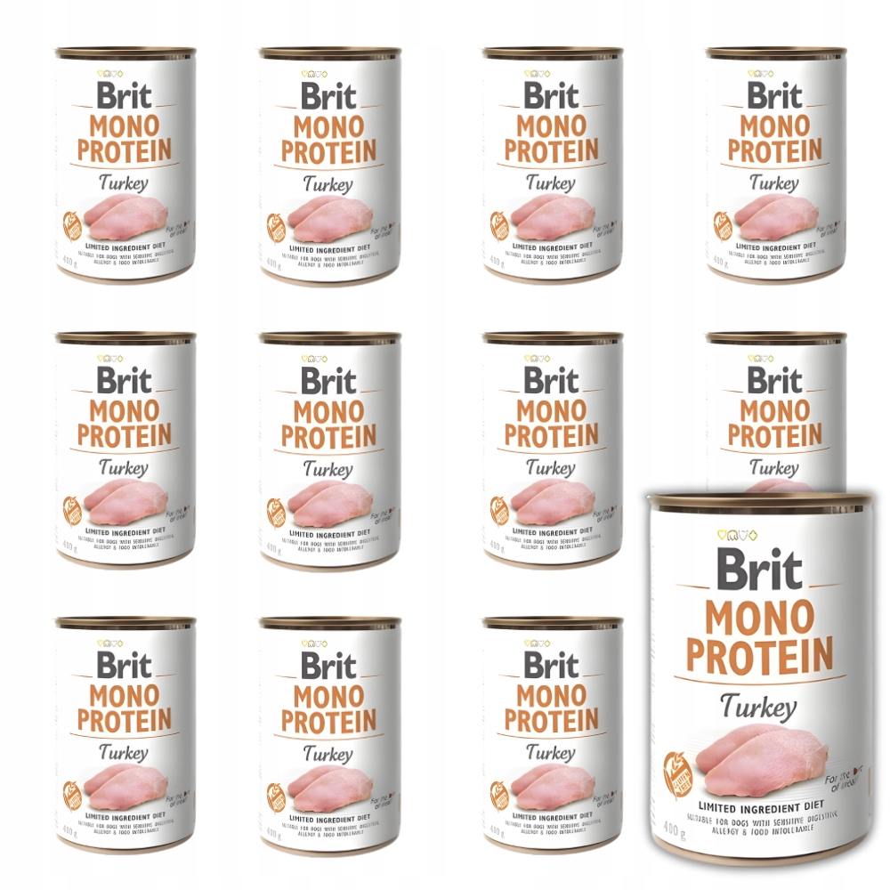Brit Mono Protein Turkey 12x400g Mokra karma monobiałkowa dla psa