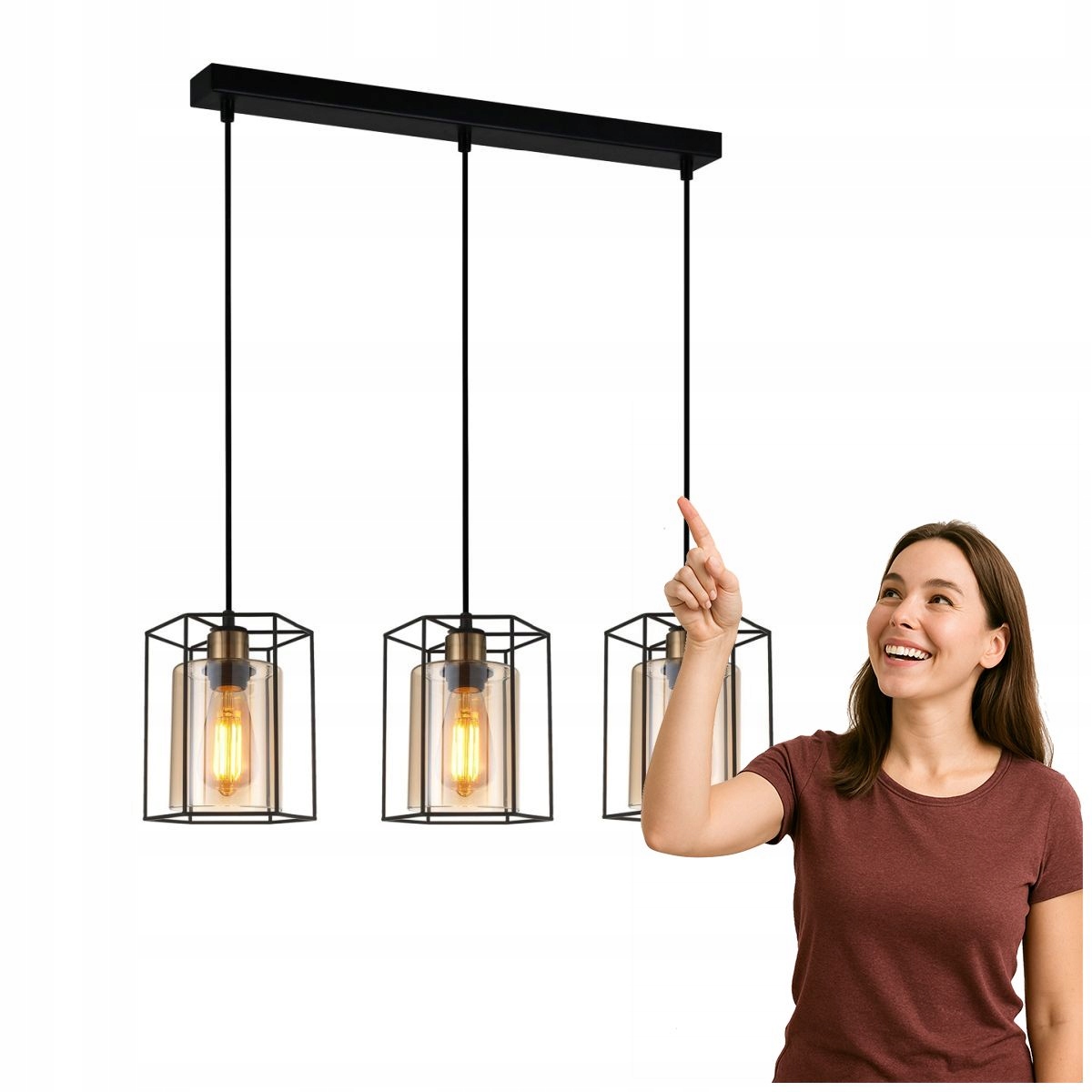 Závěsná lampa Kalula PND-78901-3-BK+AMB Italux