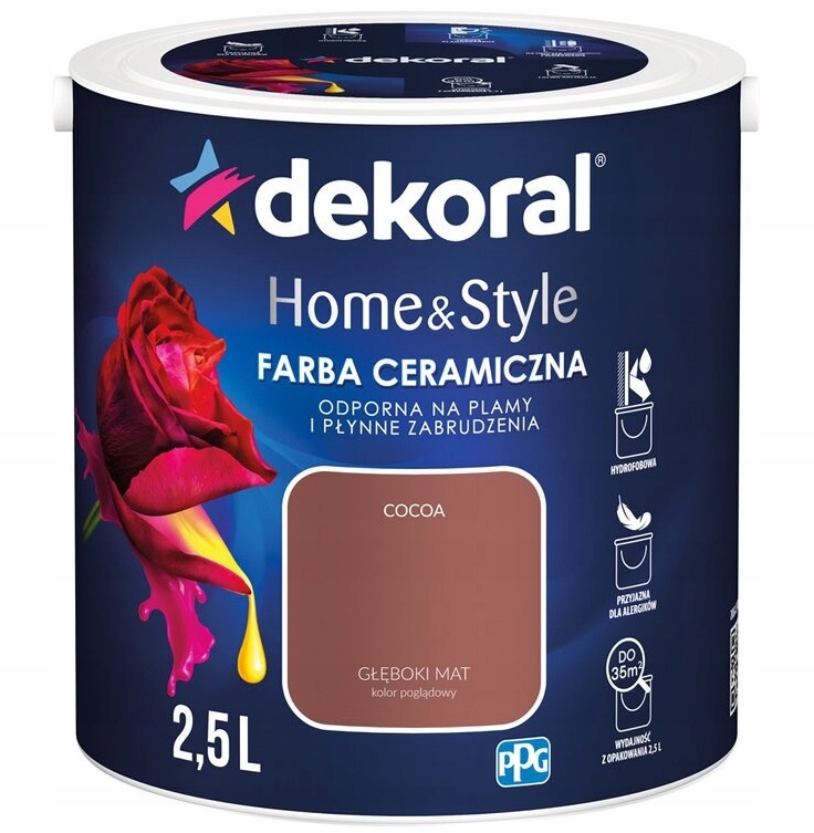 Farba ceramiczna ścienna Dekoral 2,5 l HOME&STYLE mat COCOA