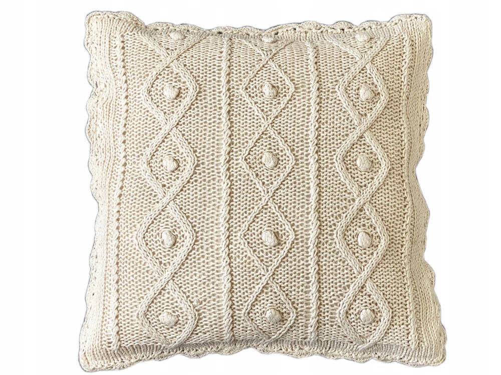 

Poszewka 40x40 cm beż na drutach, szydełko