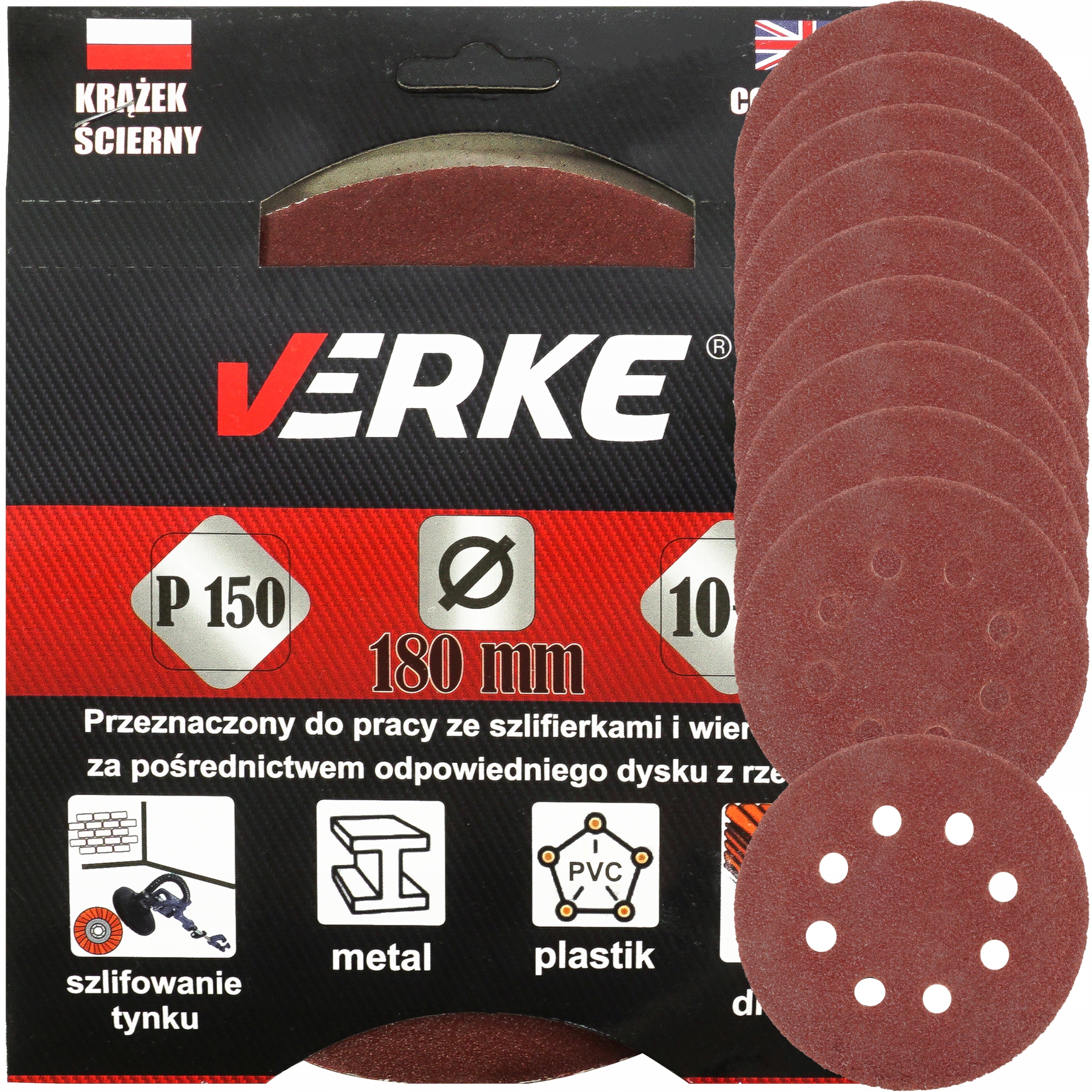 

Krążek Papier Ścierny P 150 180 MM 10 Szt. Verke