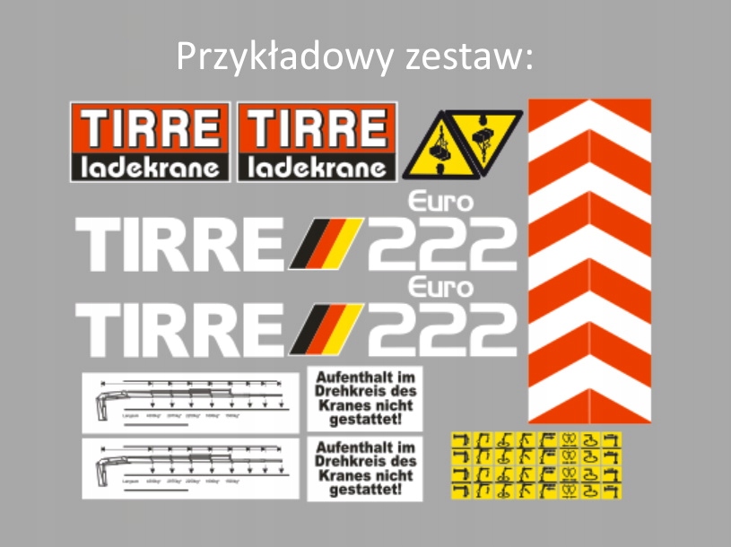 Samolepka na polepení každého model Hds jeřáb Tirre
